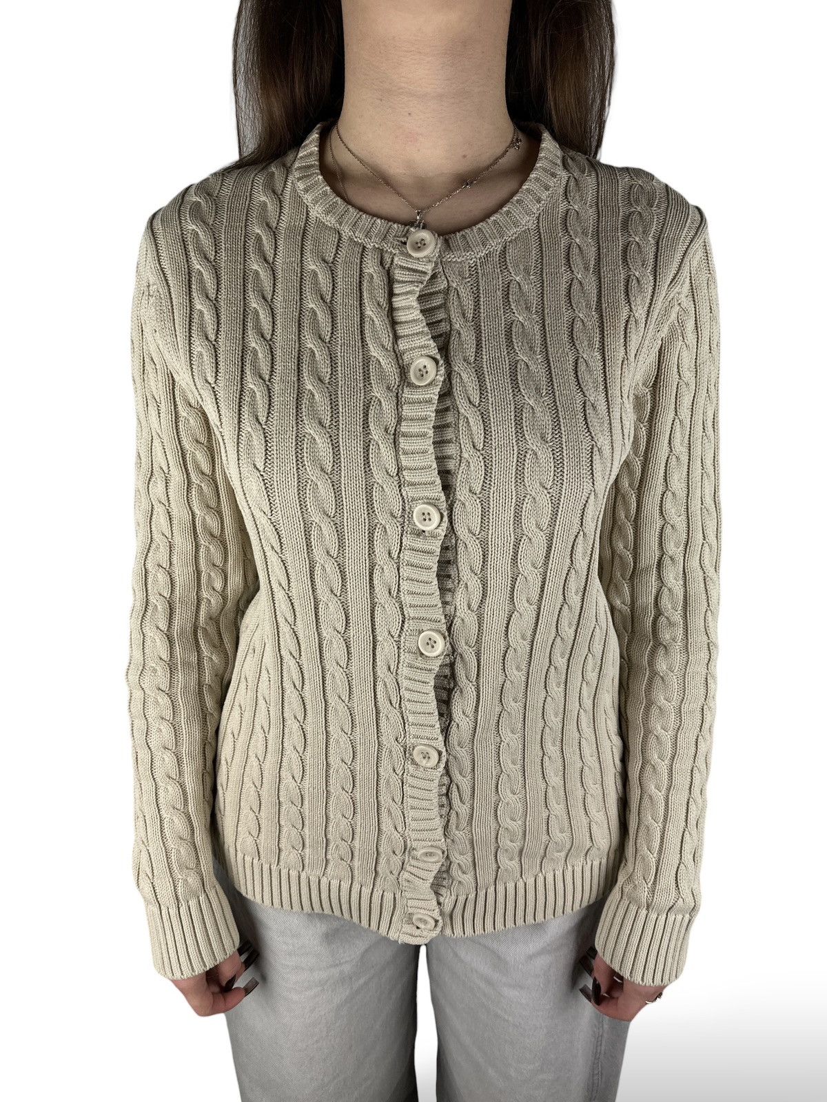 L.L. Bean Vintage L.L. Bean Cable Knit Sweater Cardigan Women’s Size L Size L / US 10 / IT 46 - 11 Thumbnail