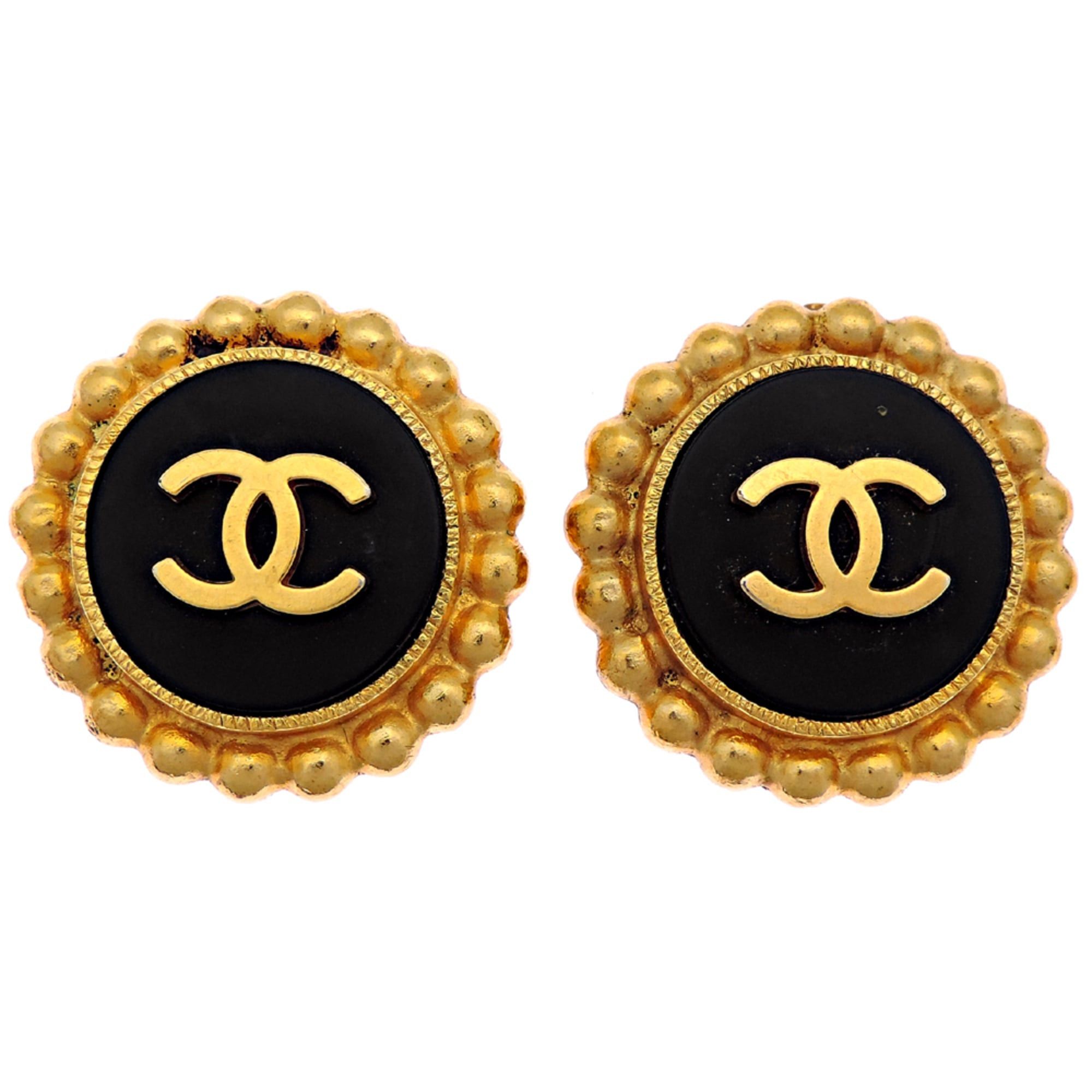 Chanel Chanel Coco Mark Women's Earrings, GP Black Size ONE SIZE - 1 Thumbnail