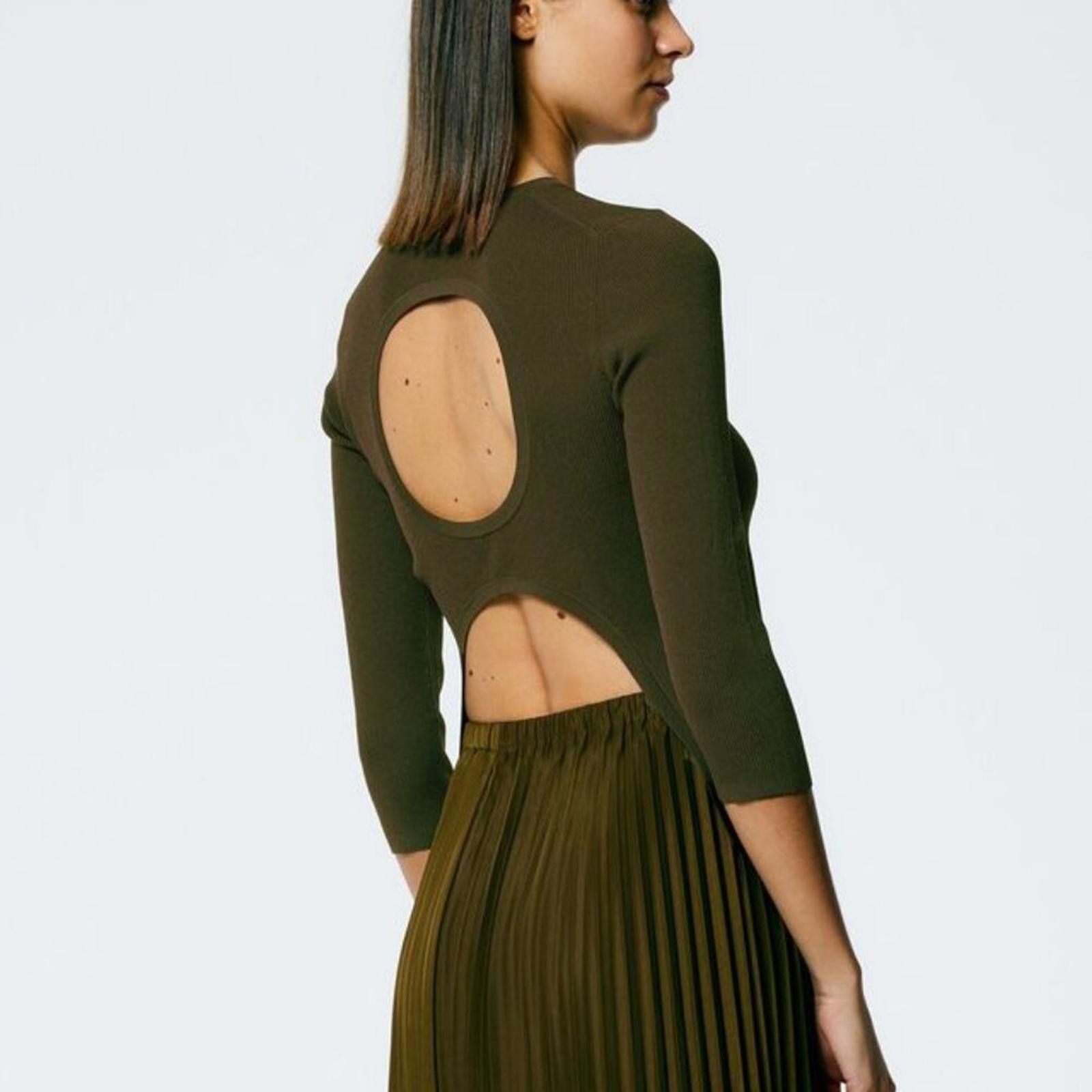 Tobias Birk Nielsen Tibi Giselle Stretch Sweater Circle Openback Pullover Size XL / US 12-14 / IT 48-50 - 4 Thumbnail