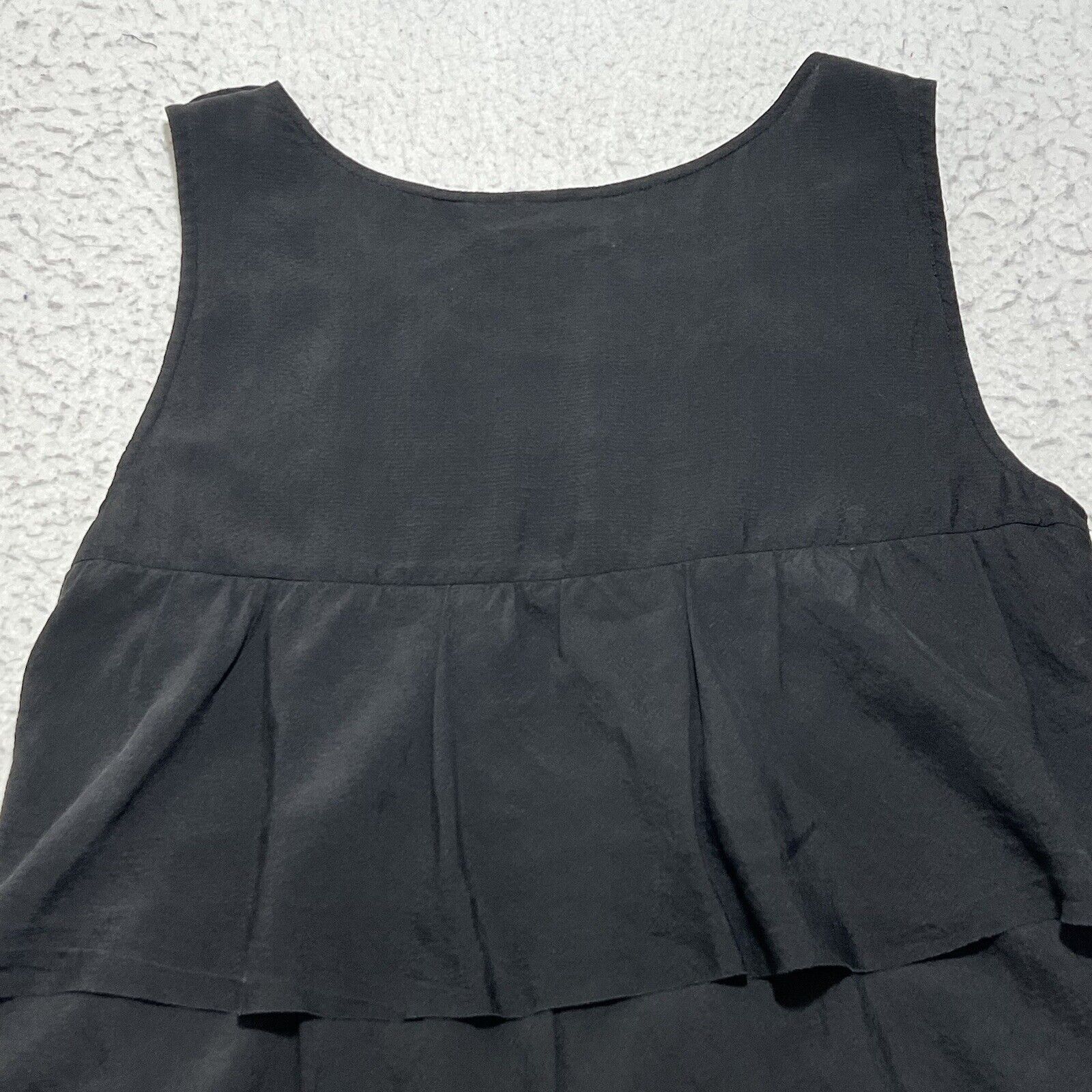 J.Crew J. Crew Silk Tiered Ruffled Tank Top Sleeveless Black Size XS / US 0-2 / IT 36-38 - 8 Thumbnail
