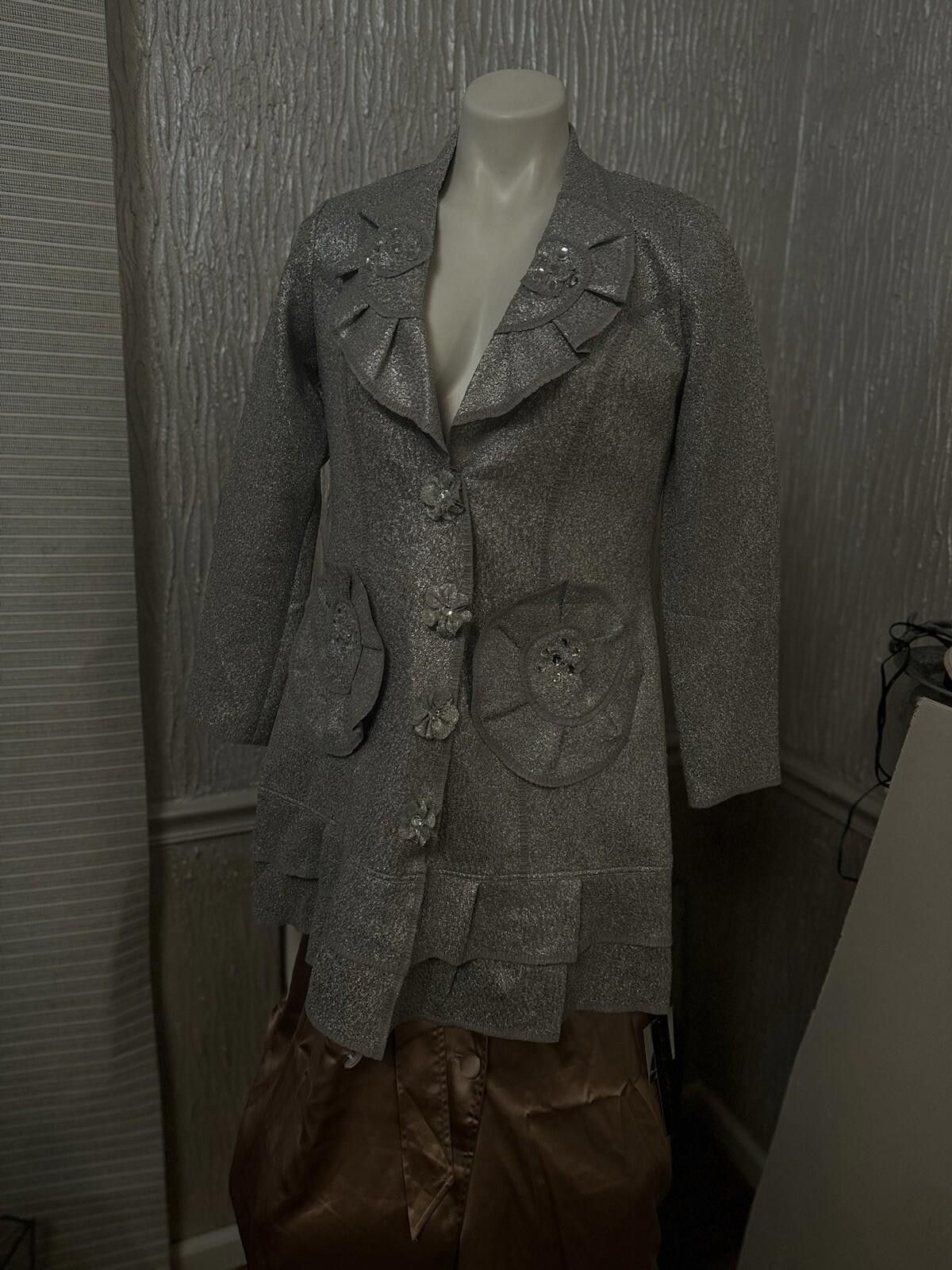 Other NWT Noko Ohno Japan Silver Stretch Floral Dress Coat Sz42/M Size M / US 6-8 / IT 42-44 - 3 Thumbnail