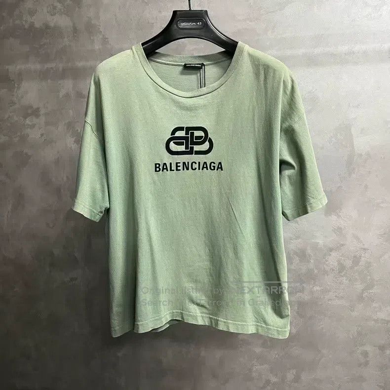 Balenciaga Green classic logo printed short-sleeve T-shirt