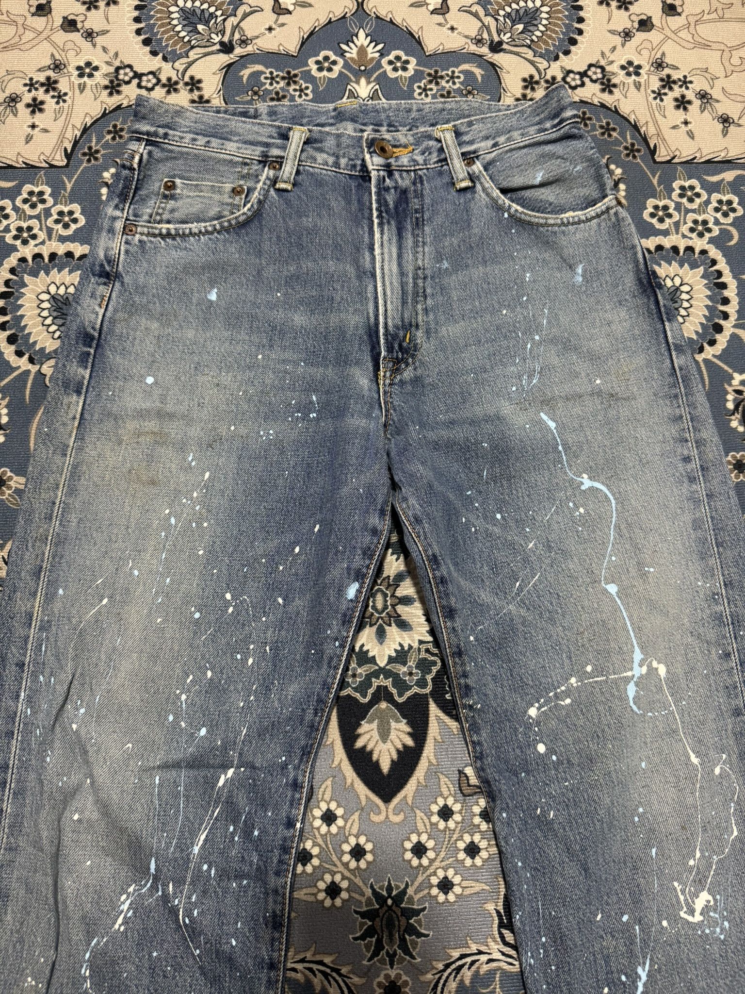 20471120 × Beauty Beast × Japanese Brand Vintage Edwin 505XX Selvadge Red Line Painted Jeans Pop Art Size US 29 - 4 Thumbnail