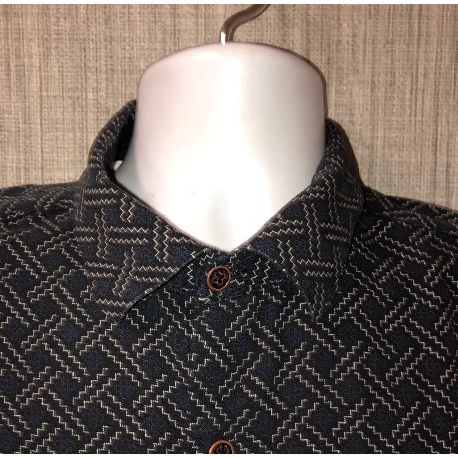 Nat Nast Nat Nast Mens Blue Silk/Cotton Short Sleeve Button Front Shirt L Size US L / EU 52-54 / 3 - 3 Thumbnail