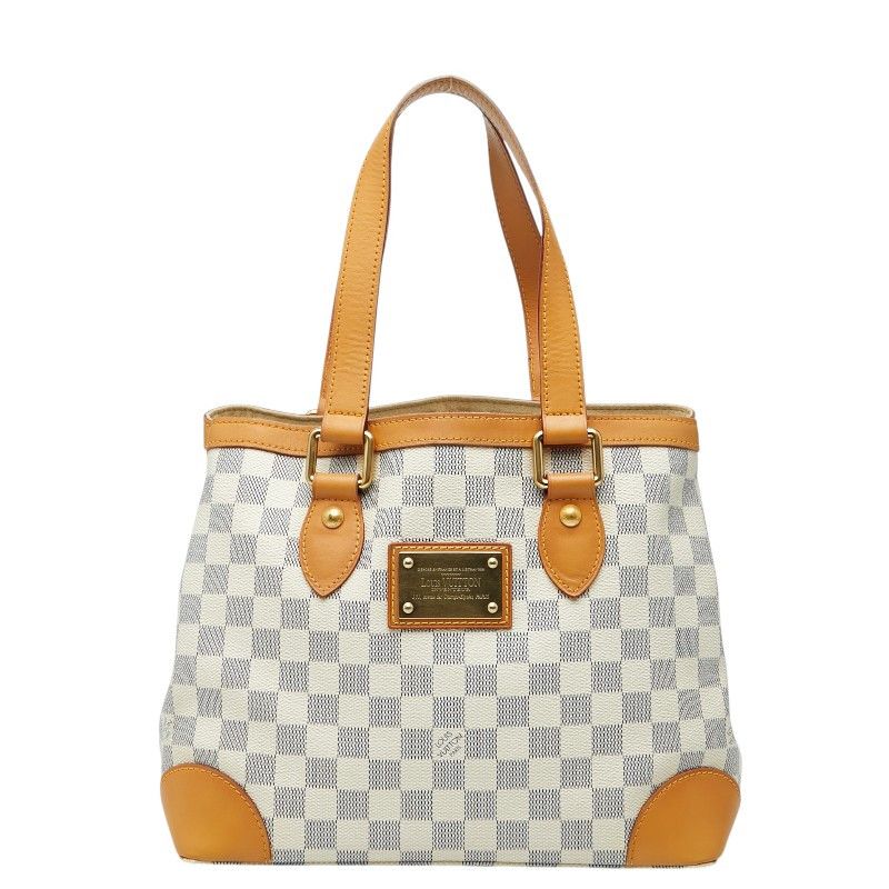 Louis Vuitton Louis Vuitton Hampstead Pm Damier Azur Handbag Textile Tote Bag N51207 Duty Free For Usa in White, Women's