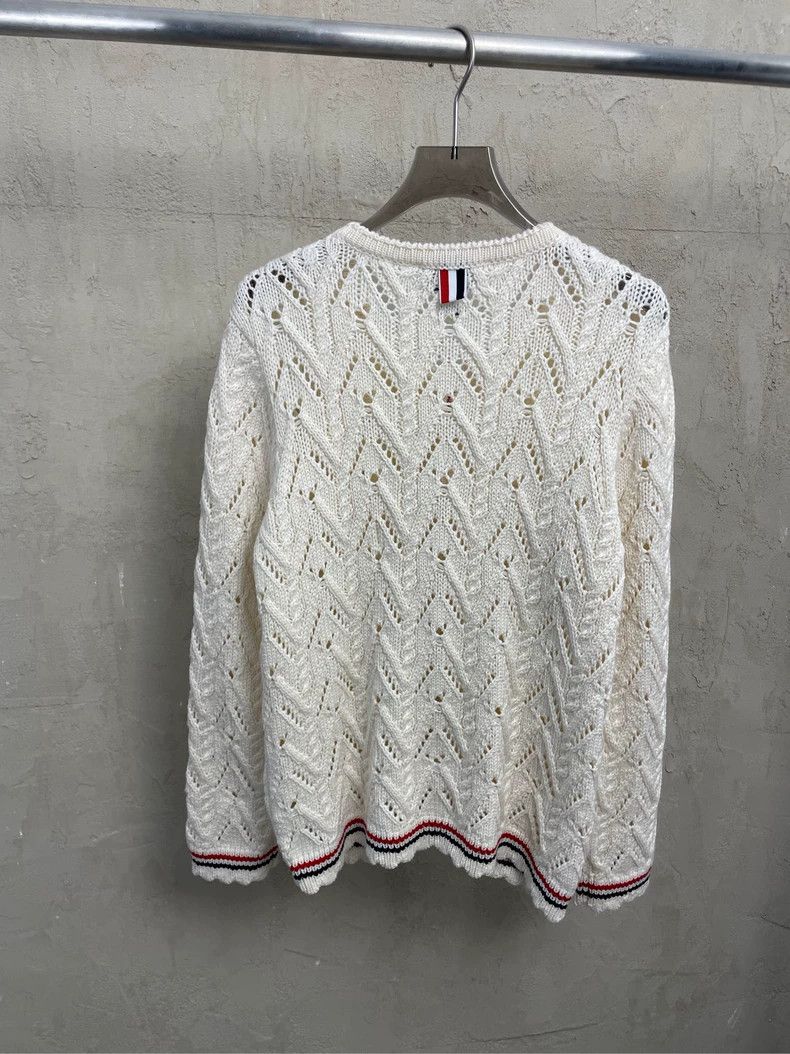 Thom Browne Thom browne Beige hem striped wool cardigan jacket 2504-Nex Size M / US 6-8 / IT 42-44 - 2 Thumbnail