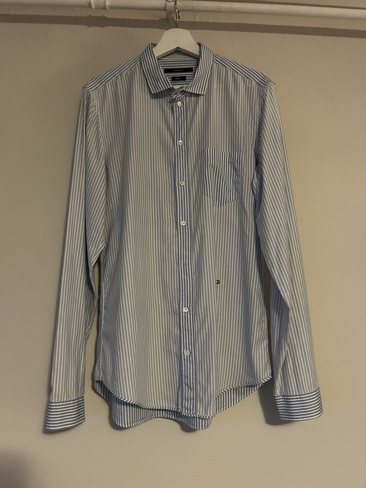 Gucci Blue Contrast Striped Button-Up Shirt Size US XL / EU 56 / 4 - 1 Thumbnail
