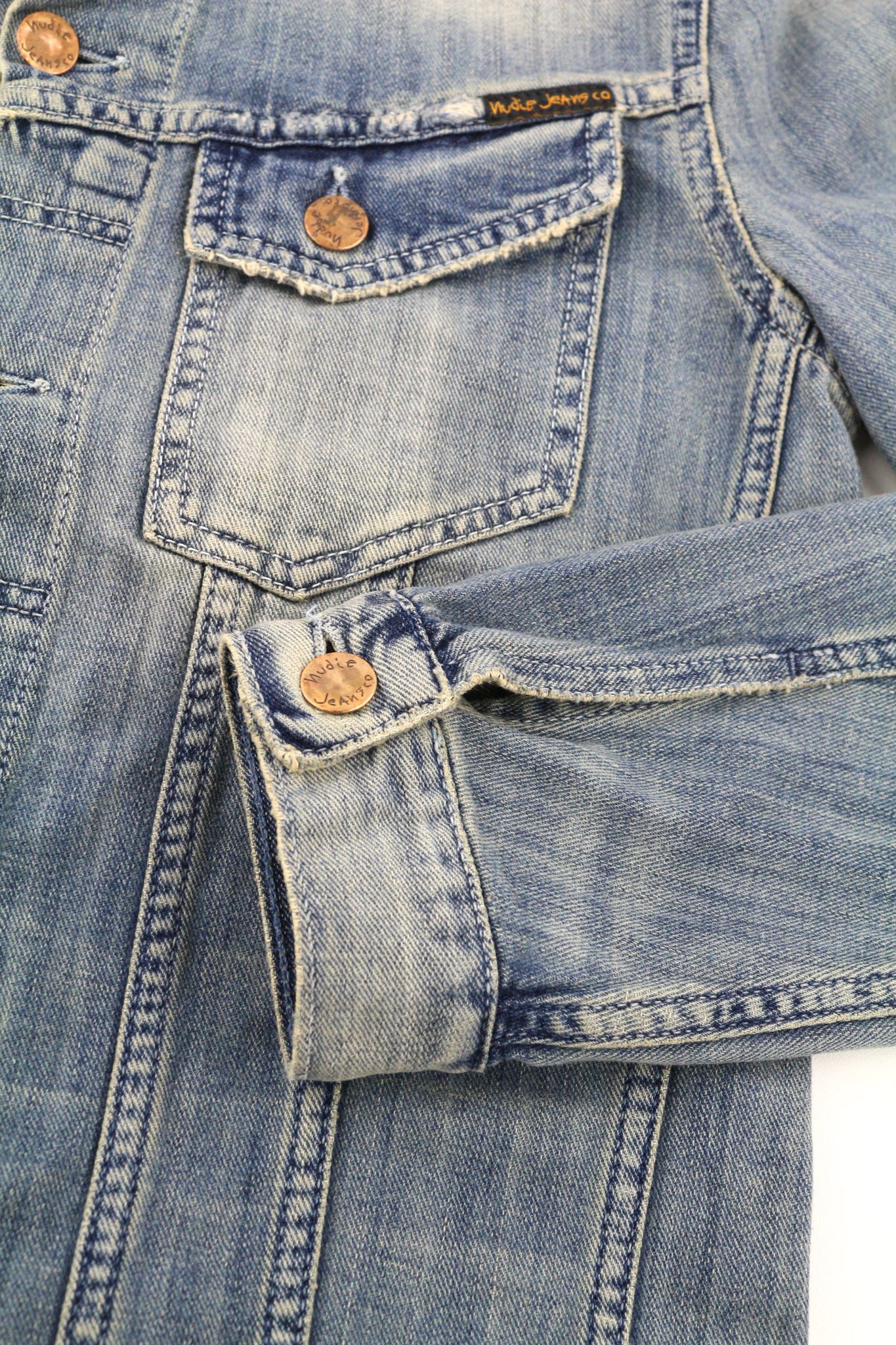 Nudie Jeans BILLY S Denim Light Shades Buttoned Logo Jacket 80752 Size US S / EU 44-46 / 1 - 5 Thumbnail
