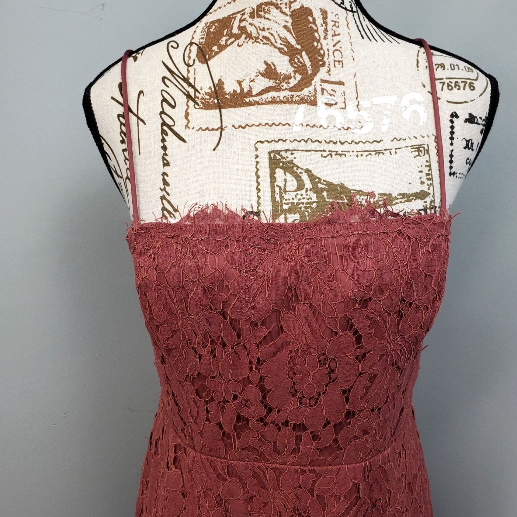 Vintage Fame And Partners Rain Column Dress Womens 8 Pink Floral Lace Back Zip Maxi Sleeveless 51 Length Square Neck Backless Size M / US 6-8 / IT 42-44 - 6 Thumbnail