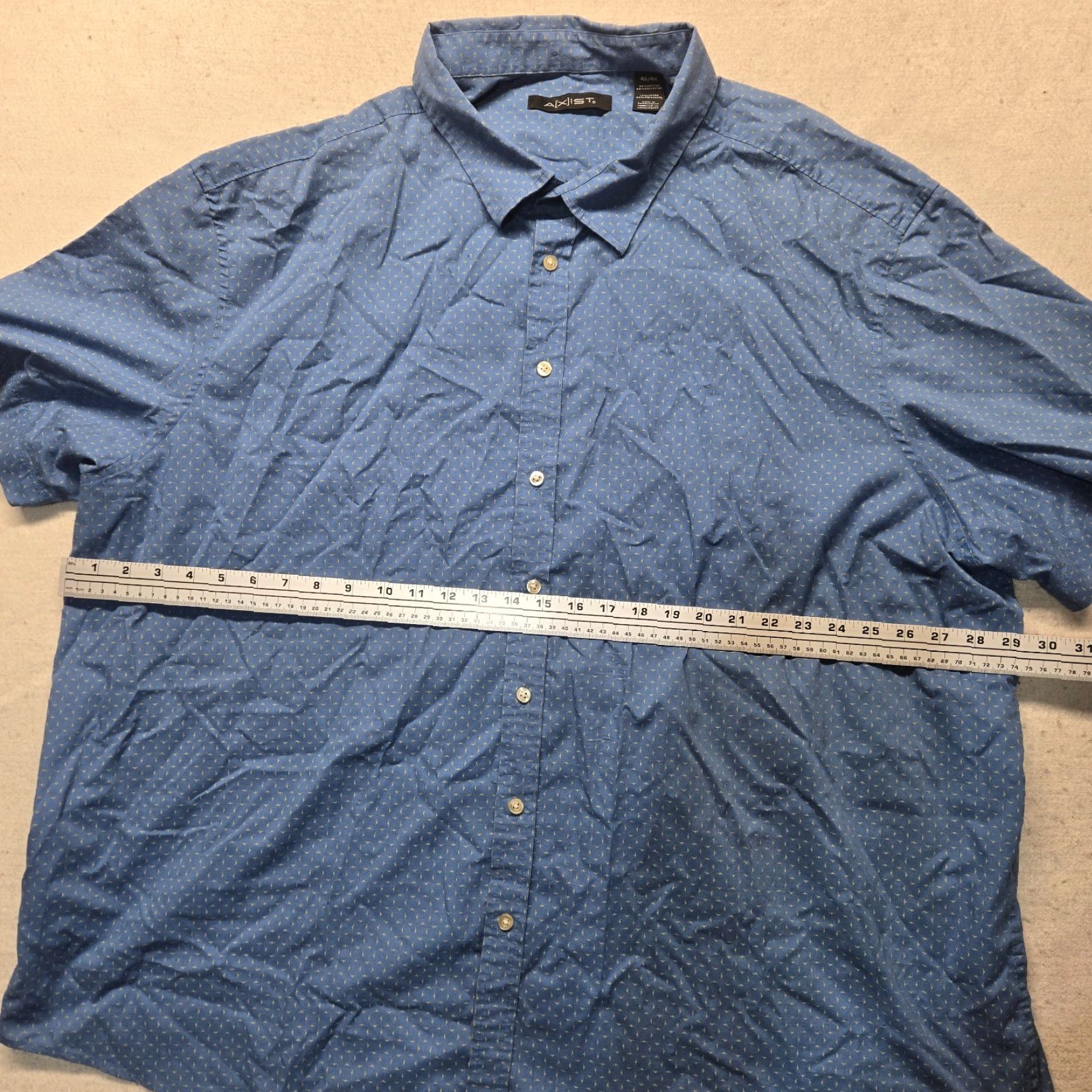 Vintage Axist Shirt Adult Men 4X Blue Button-Up Short Sleeve Striped Collared Classic Pocketed 4X Mens Blues Shirt Axist 4X Big & Tall Buttons Business Casual Size US XXL / EU 58 / 5 - 4 Thumbnail