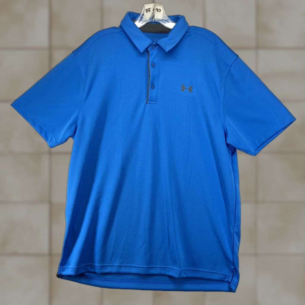 Under Armour Under Armour Polo Shirt Mens Large Loose Fit Blue Striped Short Sleeve Size US L / EU 52-54 / 3 - 1 Thumbnail