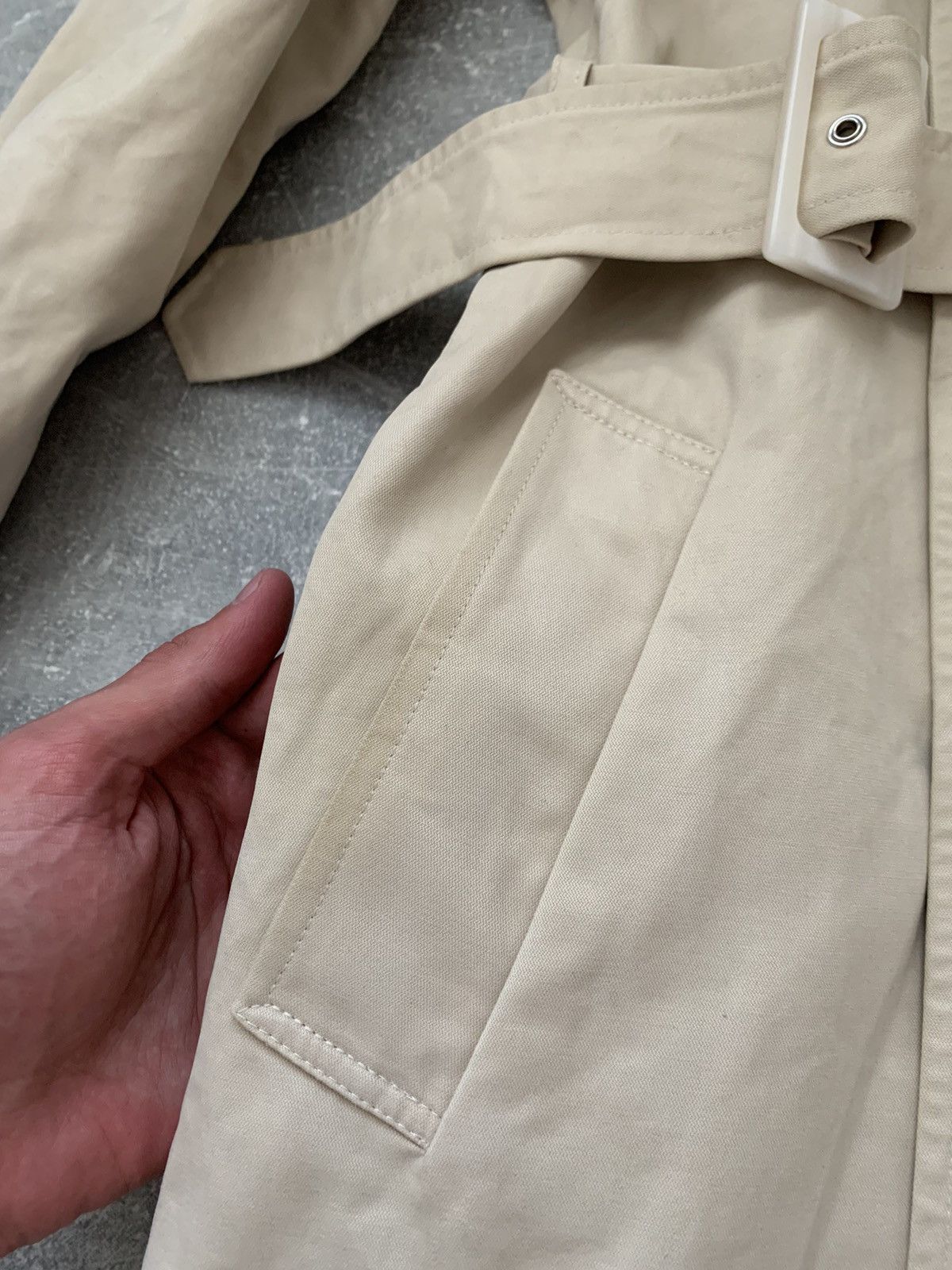 A.P.C. × Vintage APC Tan Trench Coat Womens Jacket Belted Beige Size XS / US 0-2 / IT 36-38 - 14 Thumbnail