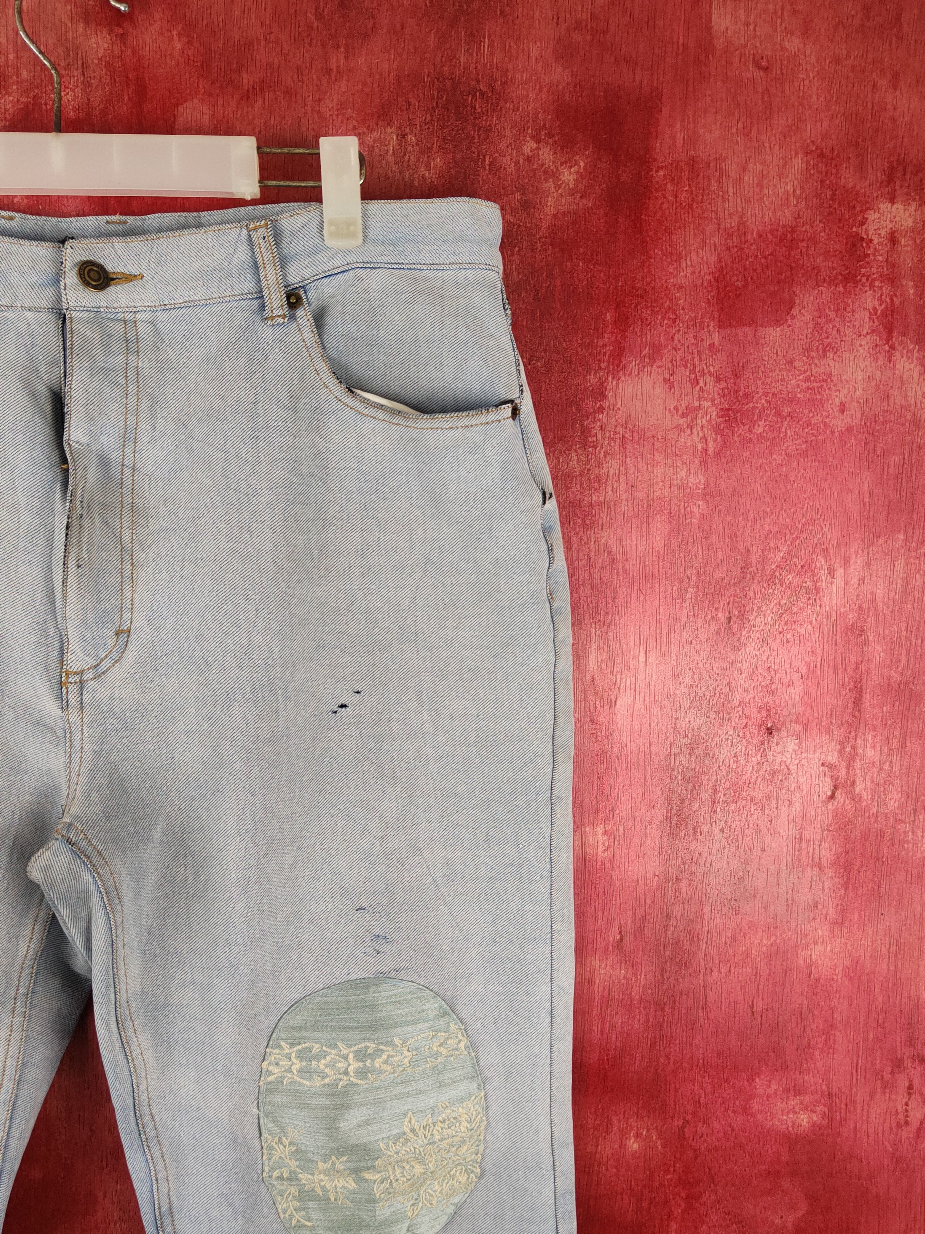 Japanese Brand Comme le vent Homme Blue Distressed Ripped Soft Jeans #S1637 Size US 35 - 5 Thumbnail