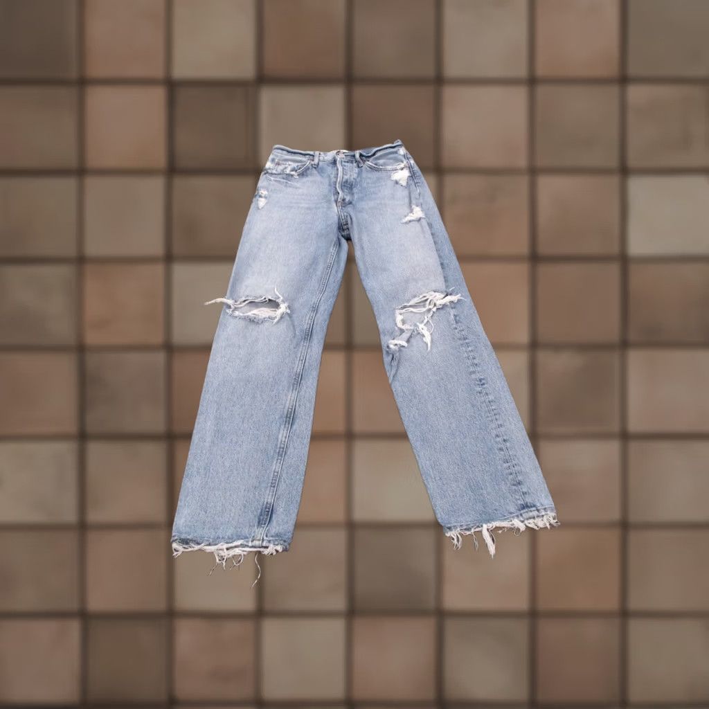 Agolde Agolde Jeans Womens 23 Denim Anthropologie Mid Rise Skinny Distressed Raw Hem Size 42" / US 20 - 1 Thumbnail