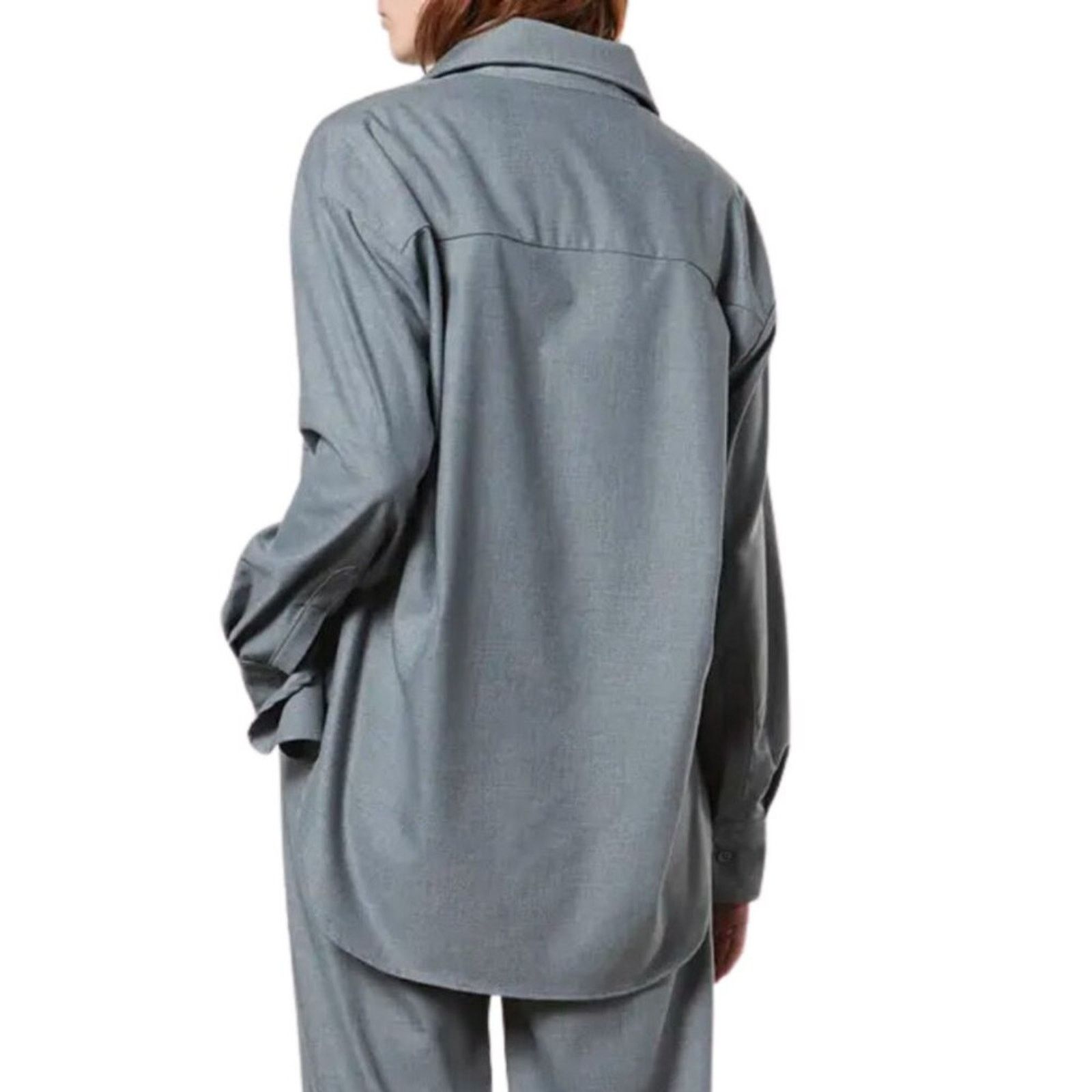 Enza Costa ENZA COSTA Oversized Button Down Shirt Size 1 Small Gray USA Size S / US 4 / IT 40 - 3 Thumbnail