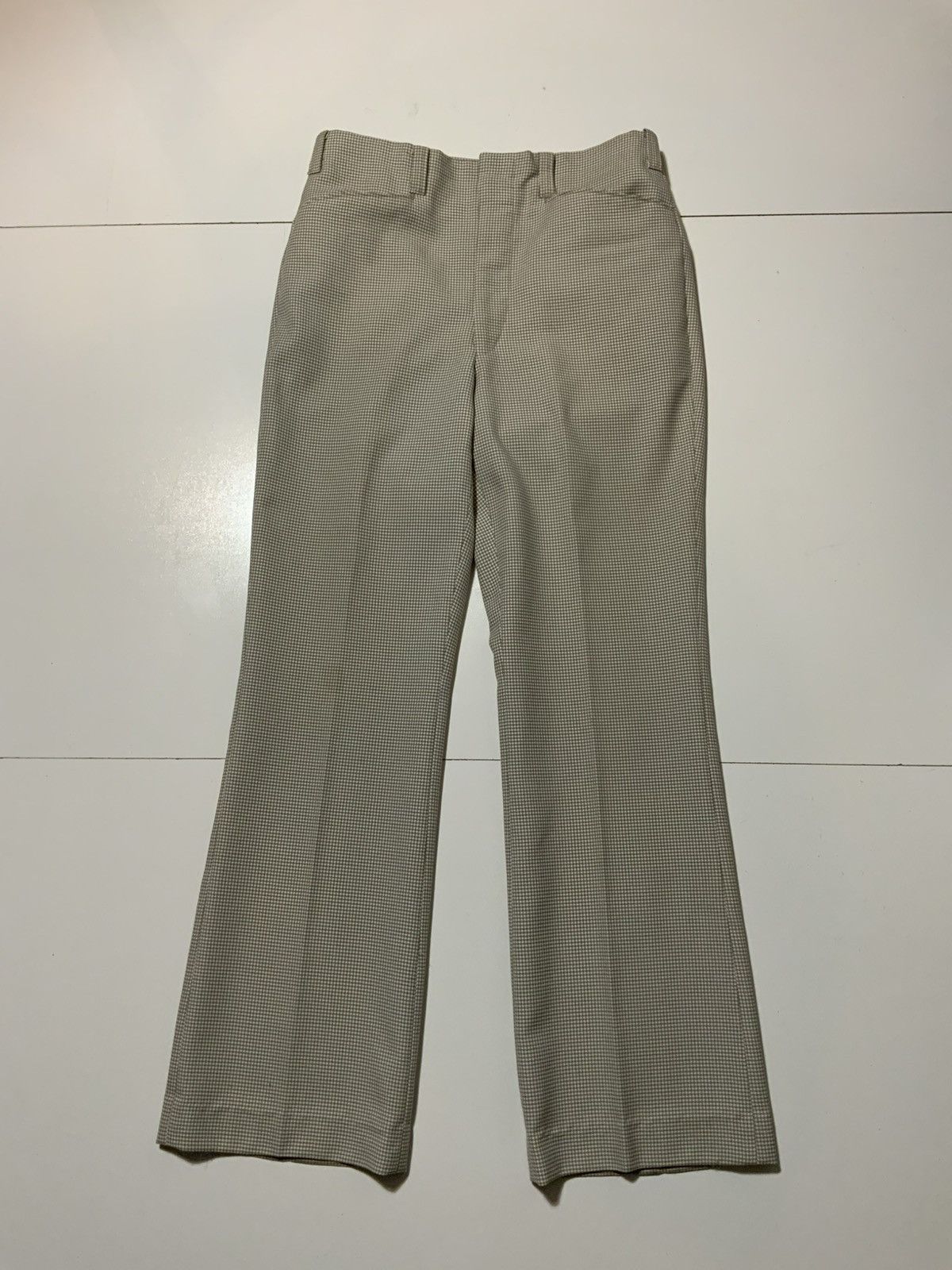 Vintage 60s 70s Rough Rider Houndstooth Flare Disco Polyester Pants Size US 32 / EU 48 - 1 Thumbnail