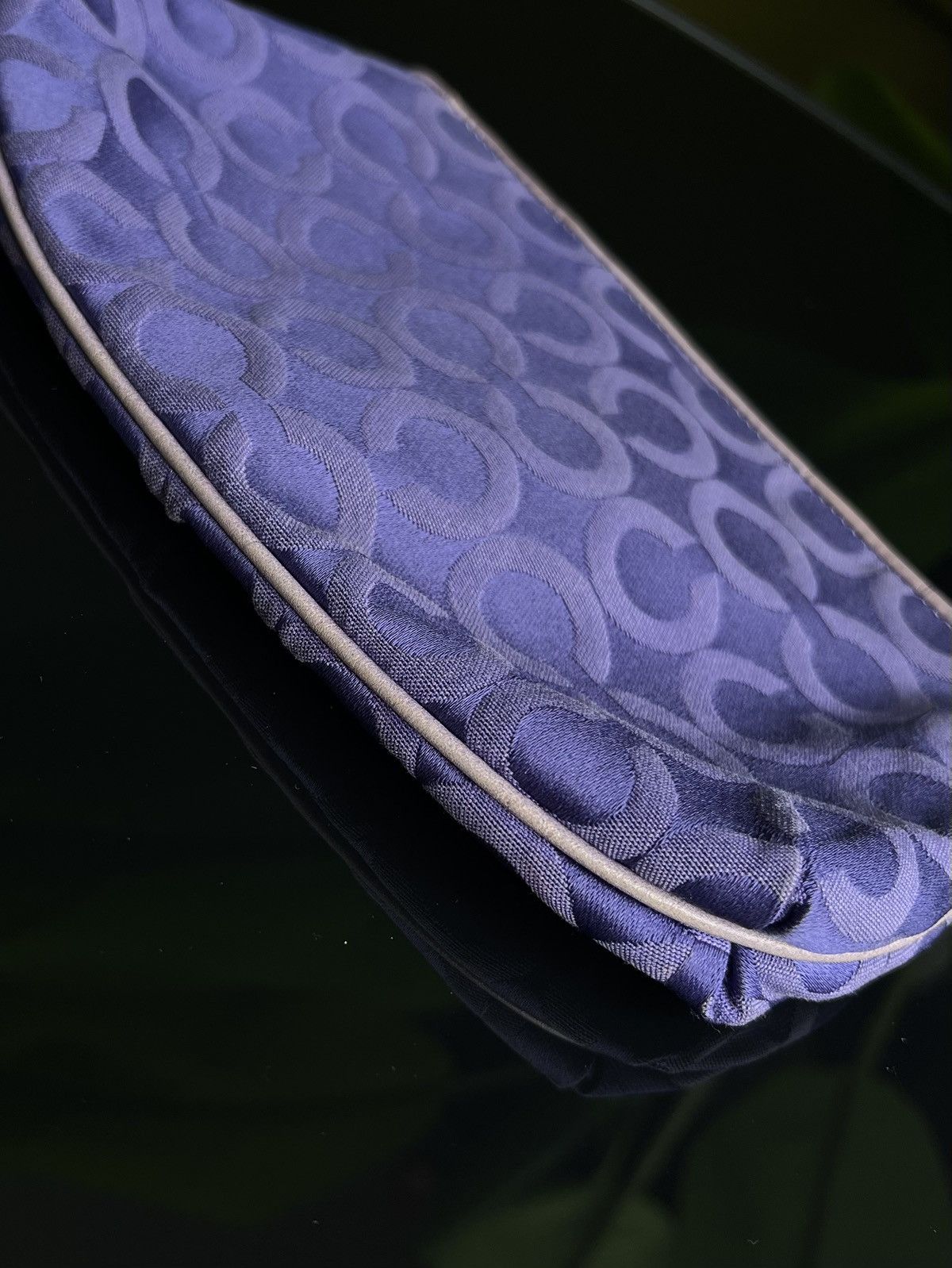 Coach × Vintage Coach Signature Y2K Purple Jacquard Wristlet Purse Size ONE SIZE - 9 Thumbnail