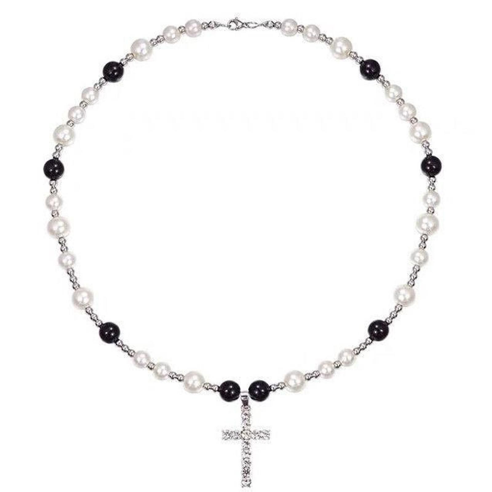 Jewelry Cross Stacked Beaded Necklace, Cross Layered Necklace Size ONE SIZE - 4 Thumbnail