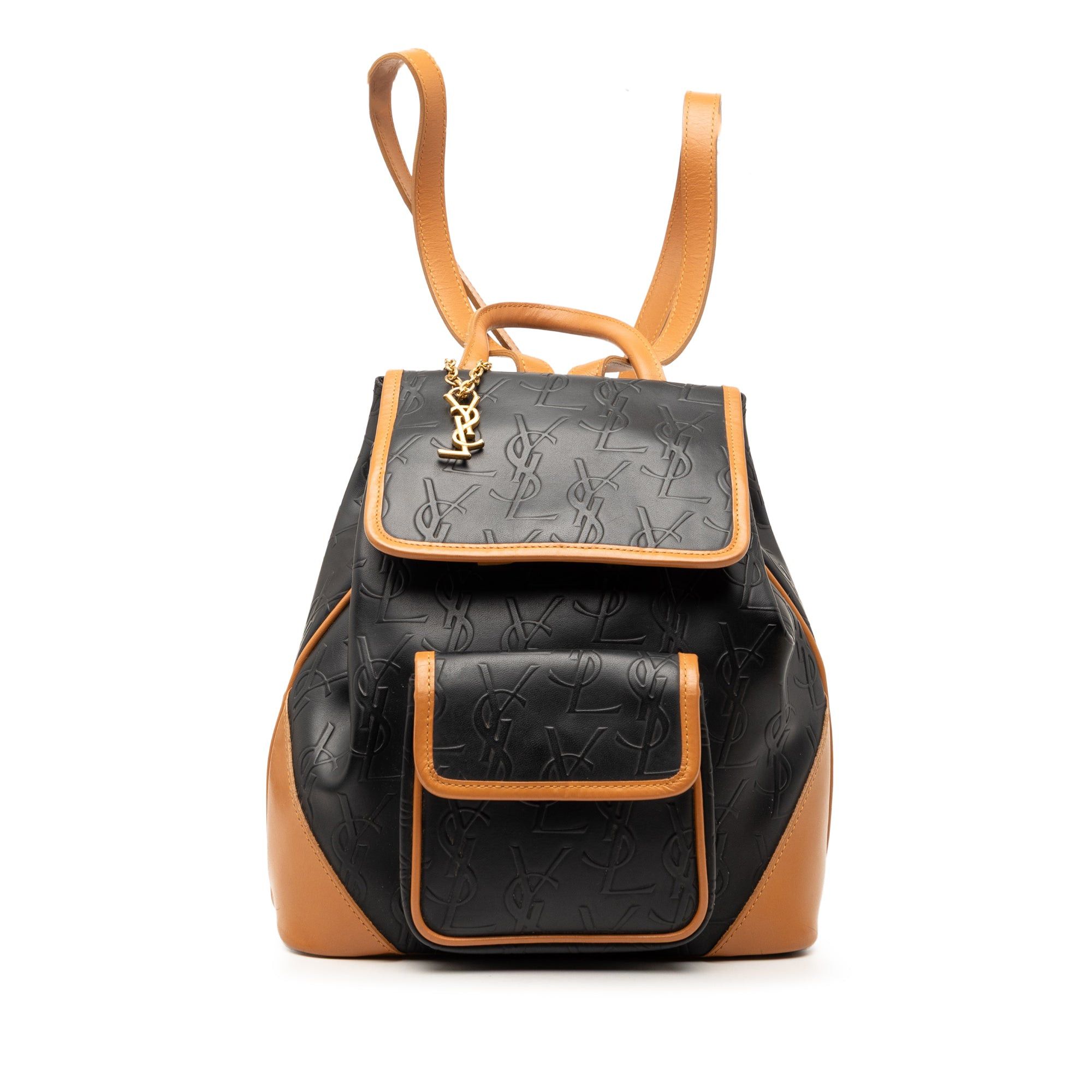 Saint Laurent Paris Monogram Embossed Leather Backpack Size ONE SIZE - 1 Thumbnail
