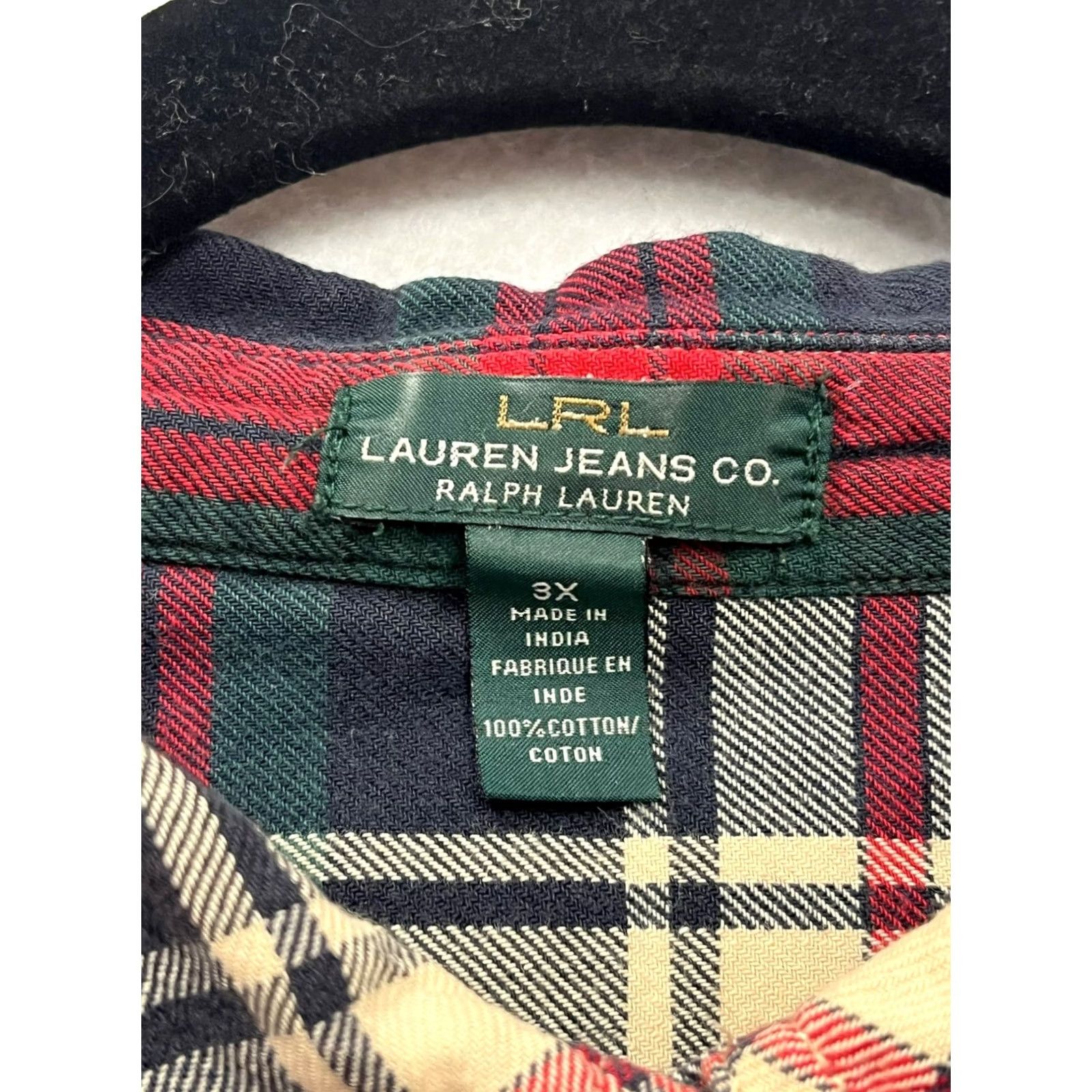 CO Womens 3XL Lauren Jeans Co Ralph Lauren Red & Green Plaid Button-Up Shirt, Cotton Flannel, Long Sleeve, 3XL, Womens, Red Size 40" / US 18 - 3 Thumbnail