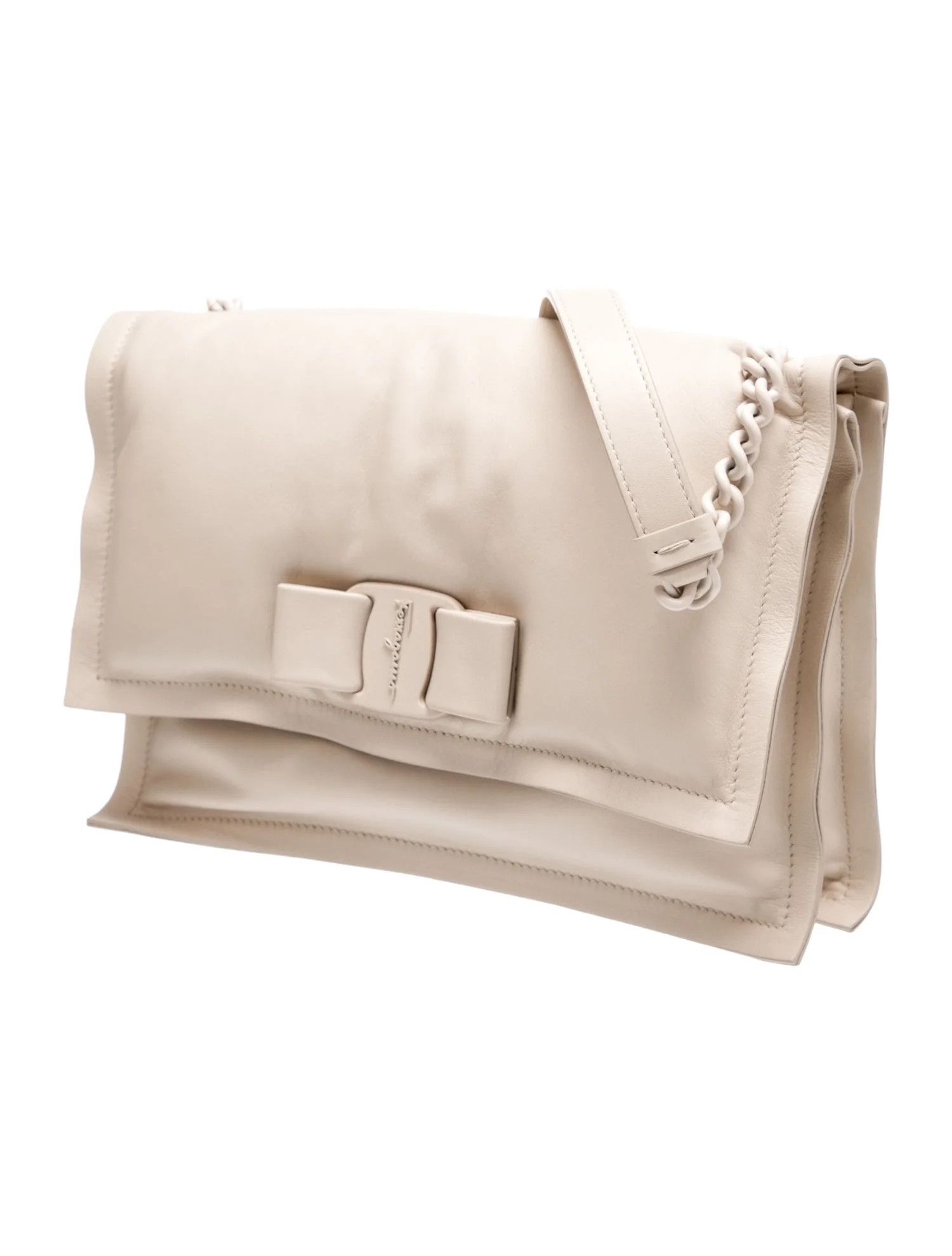 Salvatore Ferragamo o1s1rm1124 Size: OS / Padded Leather Shoulder Bag in White Size ONE SIZE - 3 Thumbnail