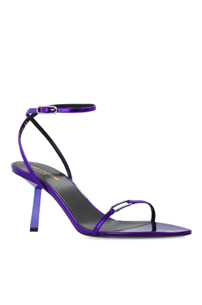 Saint Laurent Paris oc11z1225 775116 Kitty Sandals in Metallic Leather in Purple Size US 8 / IT 38 - 4 Thumbnail