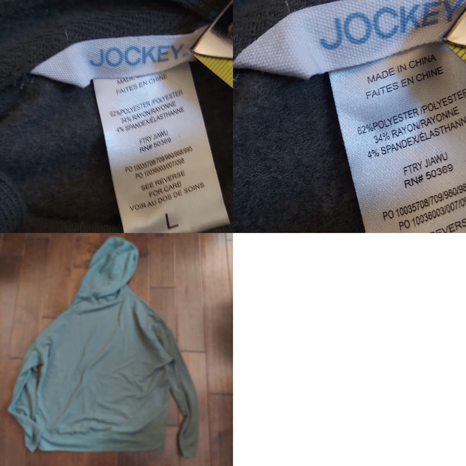 Jockey Jockey Womens Green Long Sleeve Drawstring Hoodie - Size L Size L / US 10 / IT 46 - 10 Thumbnail