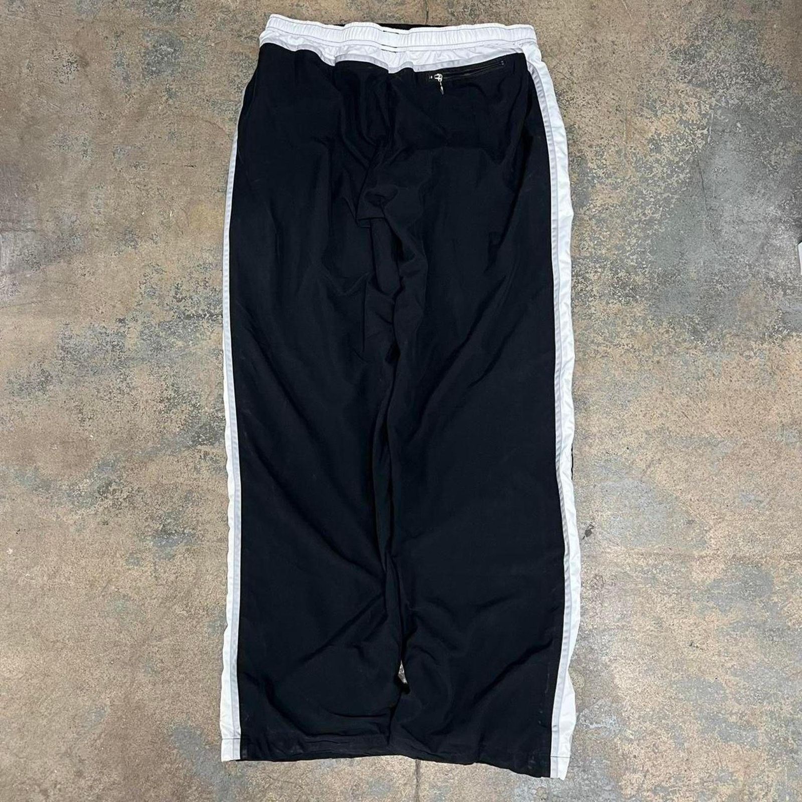 Nike Black Nike Track Pants white stripe large baggy y2k wide leg Size 34 - 3 Thumbnail