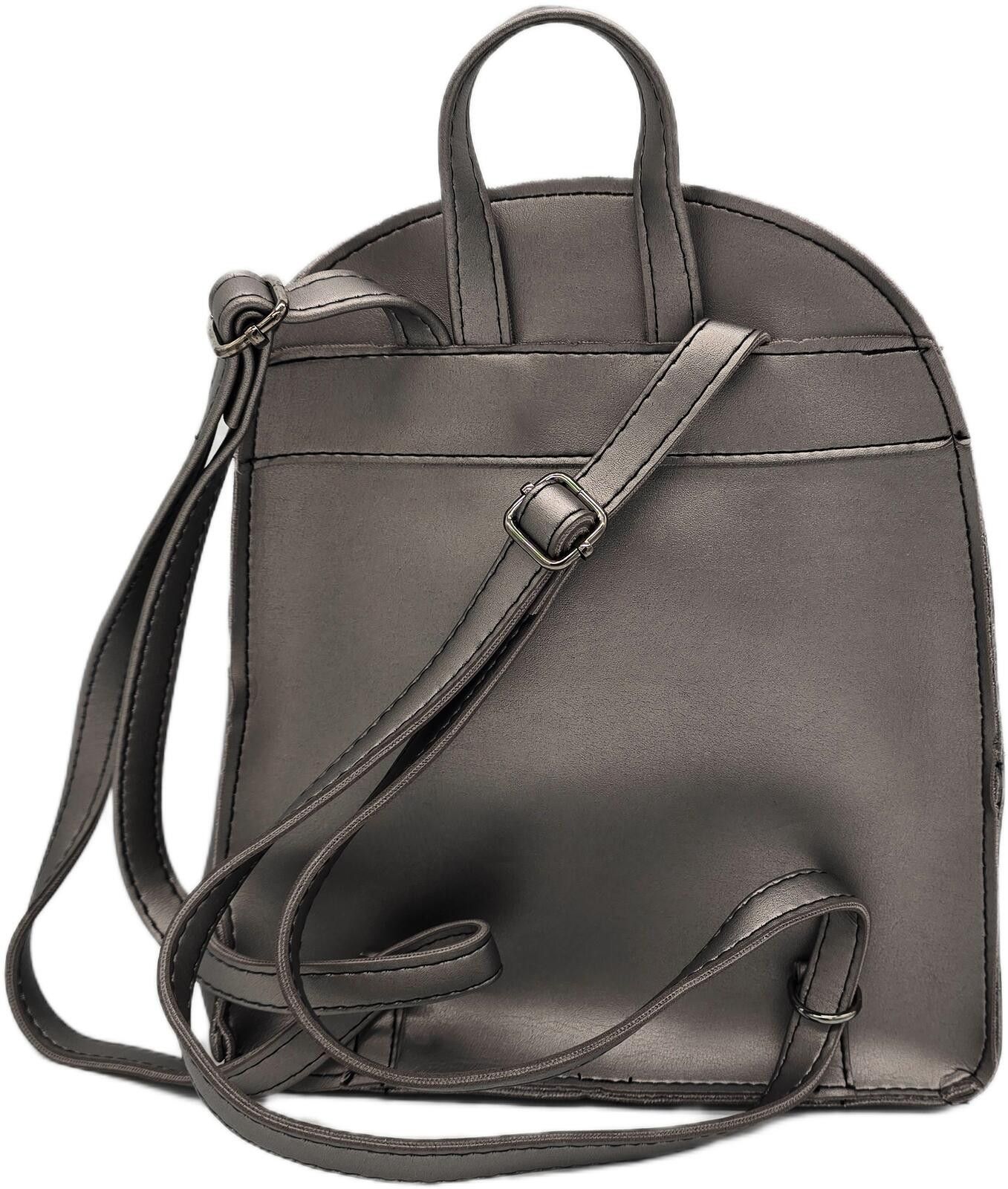 Other Sleek Gray Elegant Compact Faux Leather Finish Backpack Size ONE SIZE - 2 Thumbnail