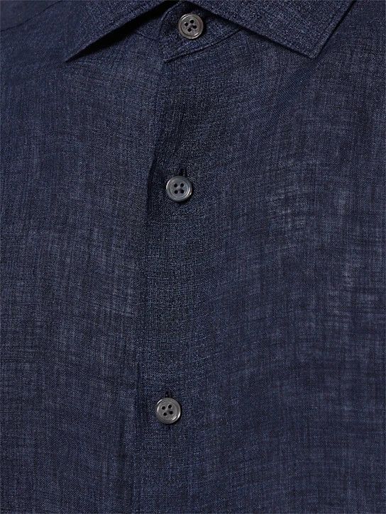 Z Zegna o1lsvrm0525 Linen Shirt in Navy Size US L / EU 52-54 / 3 - 5 Thumbnail