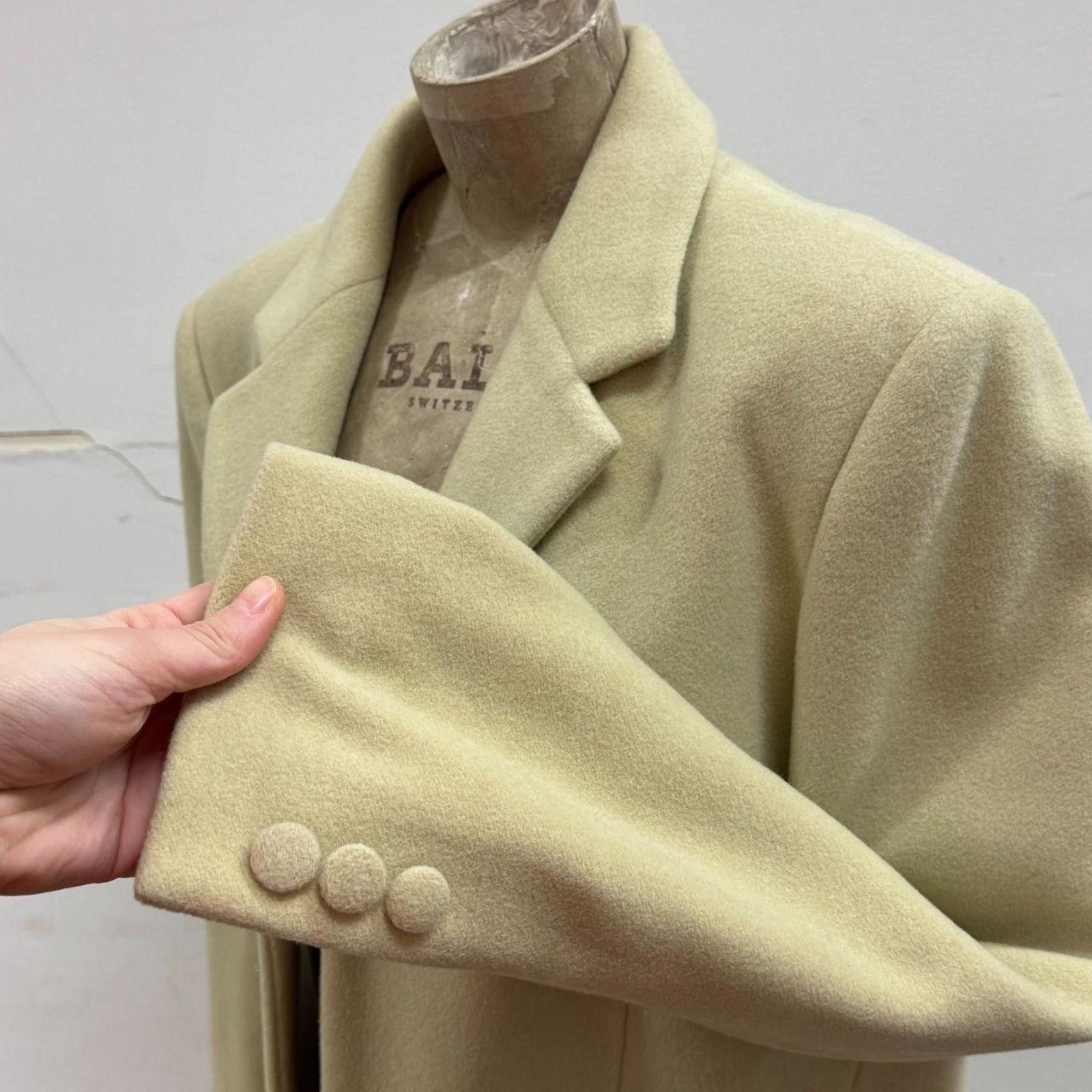Other 90s Vintage Makola Pale Sage Wool Longline Coat Size L / US 10 / IT 46 - 4 Thumbnail