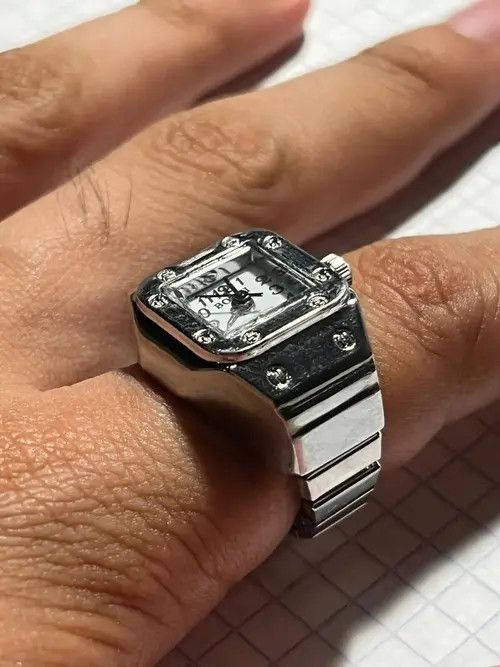 Jewelry Mini Elastic Strap Watch Adjustable Ring Size ONE SIZE - 2 Thumbnail