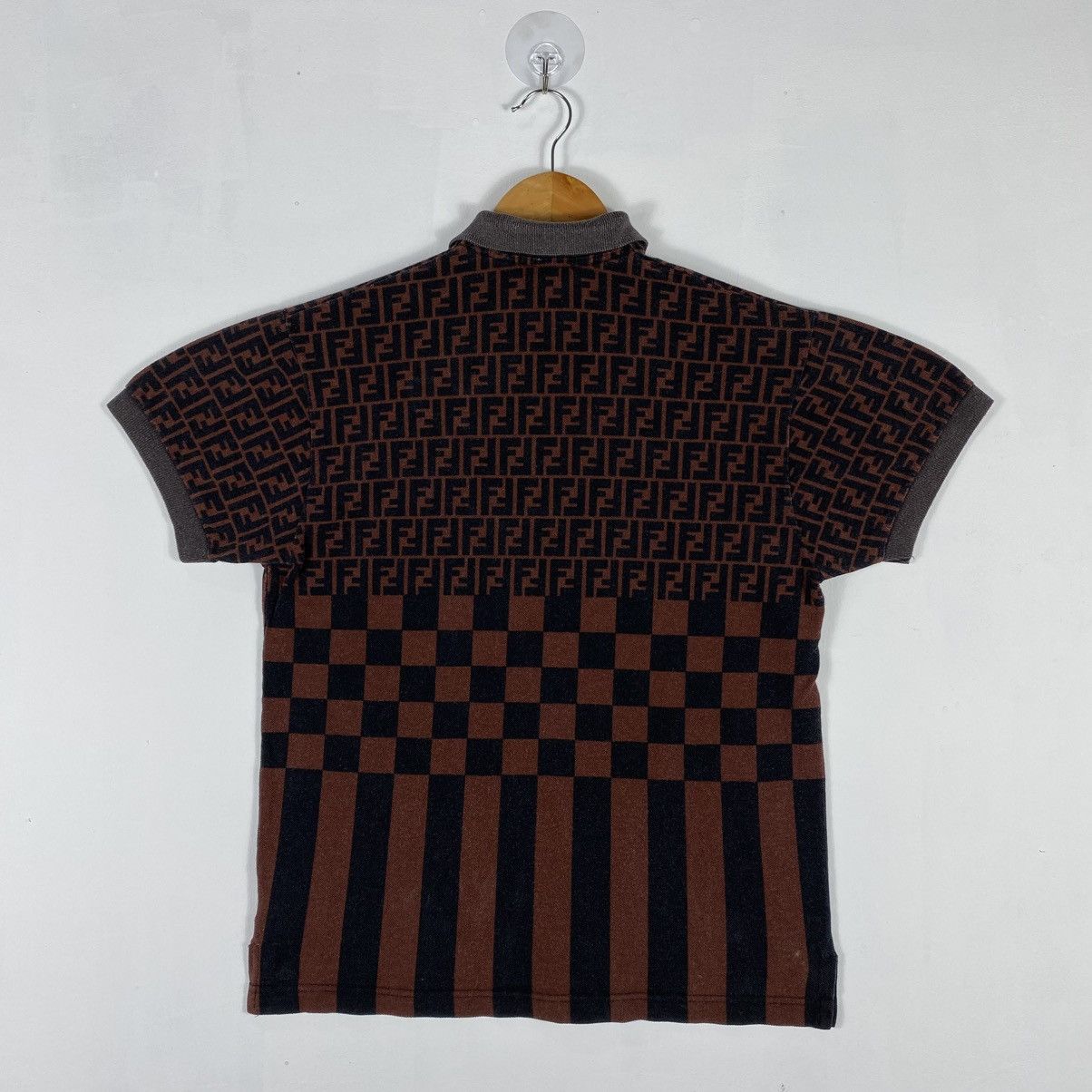 Fendi × Vintage Vintage FENDI Zucca Monogram Polo Shirt Size 3 Made In Italy Size M / US 6-8 / IT 42-44 - 7 Thumbnail