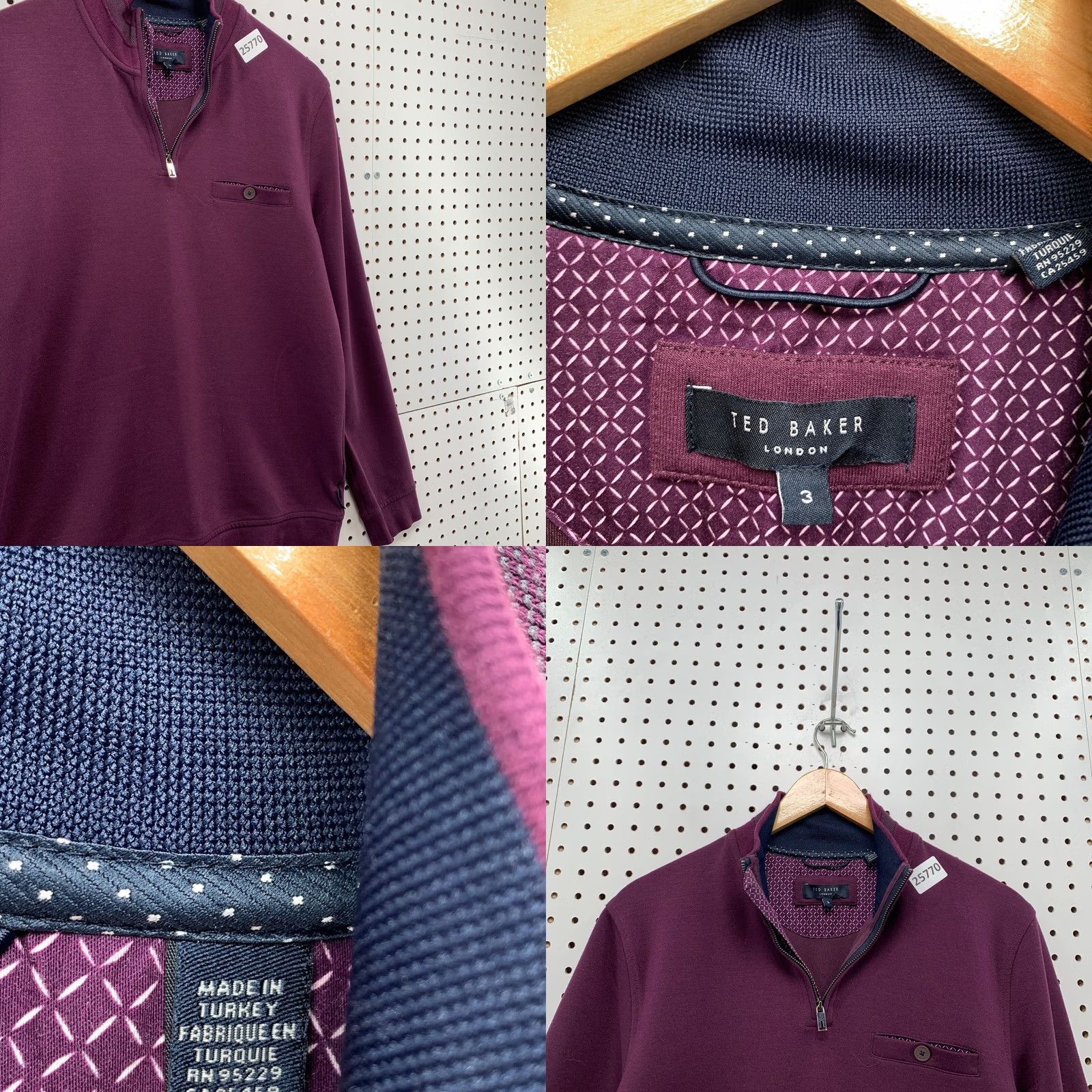 Ted Baker Ted Baker London Sweater Pullover 1/4 Zip Long Sleeve Purple Men’s Size 3 Size US S / EU 44-46 / 1 - 8 Thumbnail