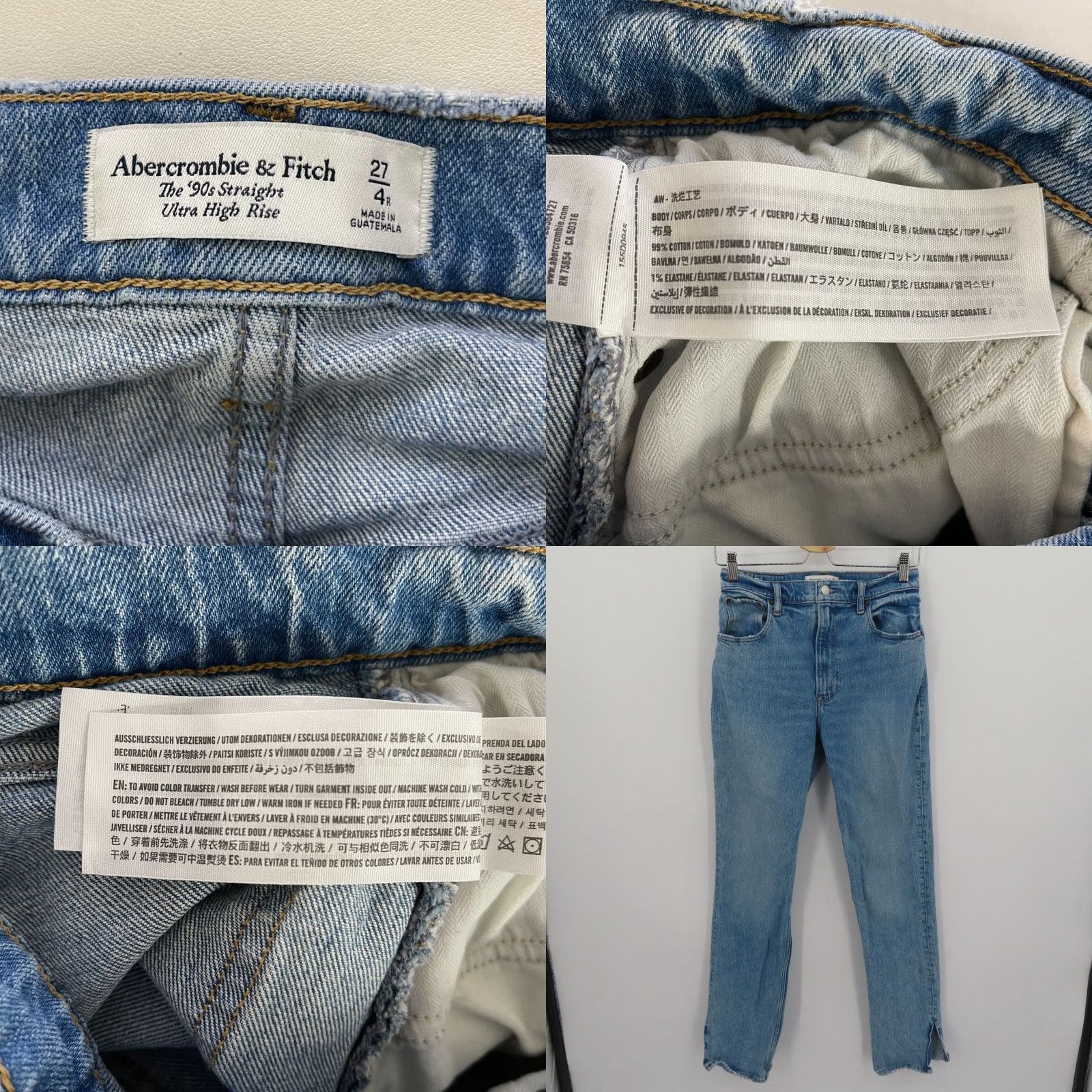 Abercrombie & Fitch VINTAGE Abercrombie & Fitch 90s Straight Ultra High Rise Distressed Denim Jeans Womens Jeans 27 BLUE Size 27" / US 4 / IT 40 - 8 Thumbnail