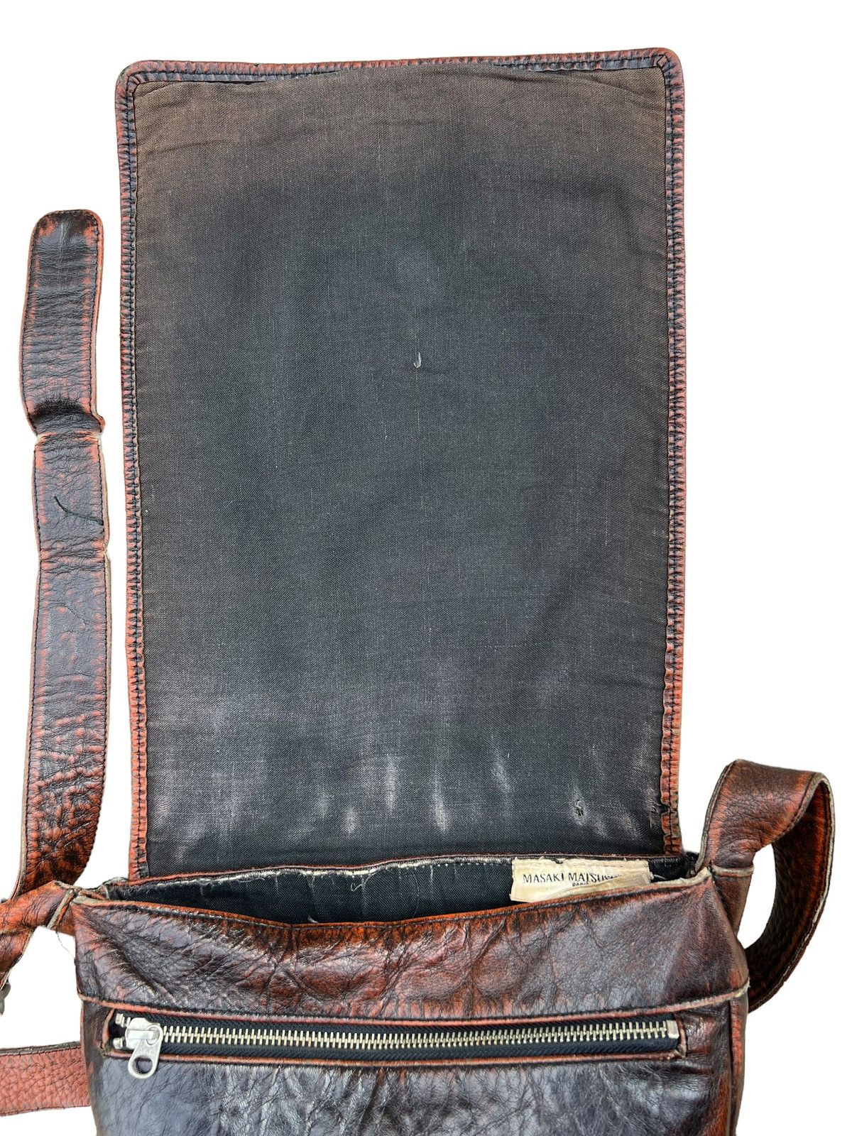 Leather VTG Masaki matsushima Paris Rips Distress Patina Leather Bag Size ONE SIZE - 18 Thumbnail