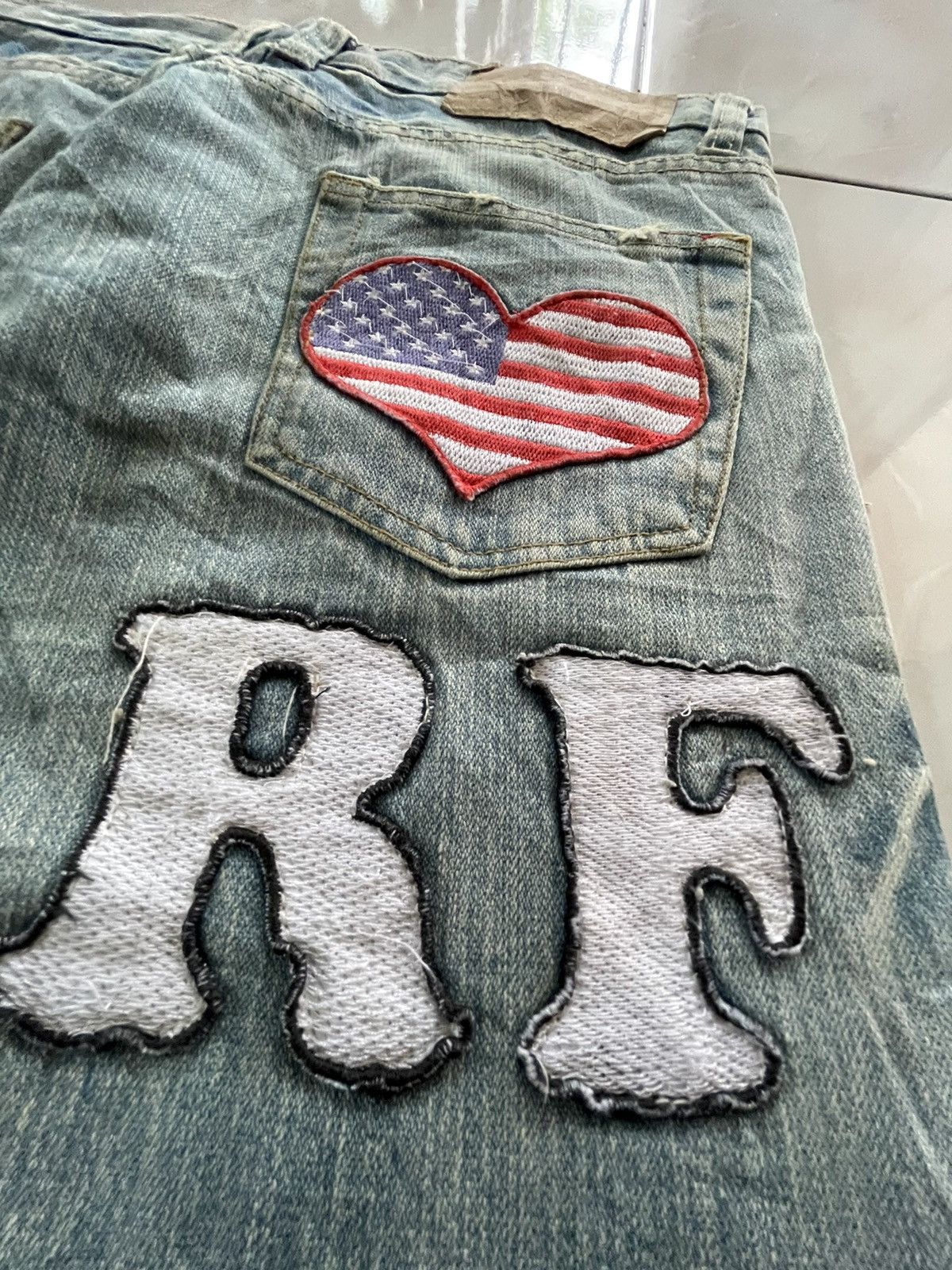 Hysteric Glamour Point Loma Japan I Love ❤️ Surf Patched Faded Wash Jeans Size US 34 / EU 50 - 6 Thumbnail
