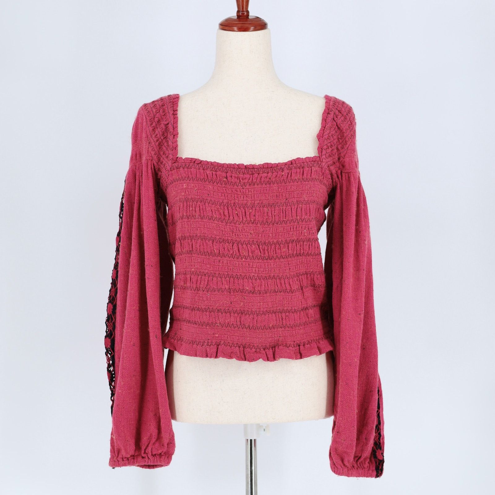 Free People Free People Women Rose Peasant Sleeve Bohemian Top Size M Size M / US 6-8 / IT 42-44 - 3 Thumbnail