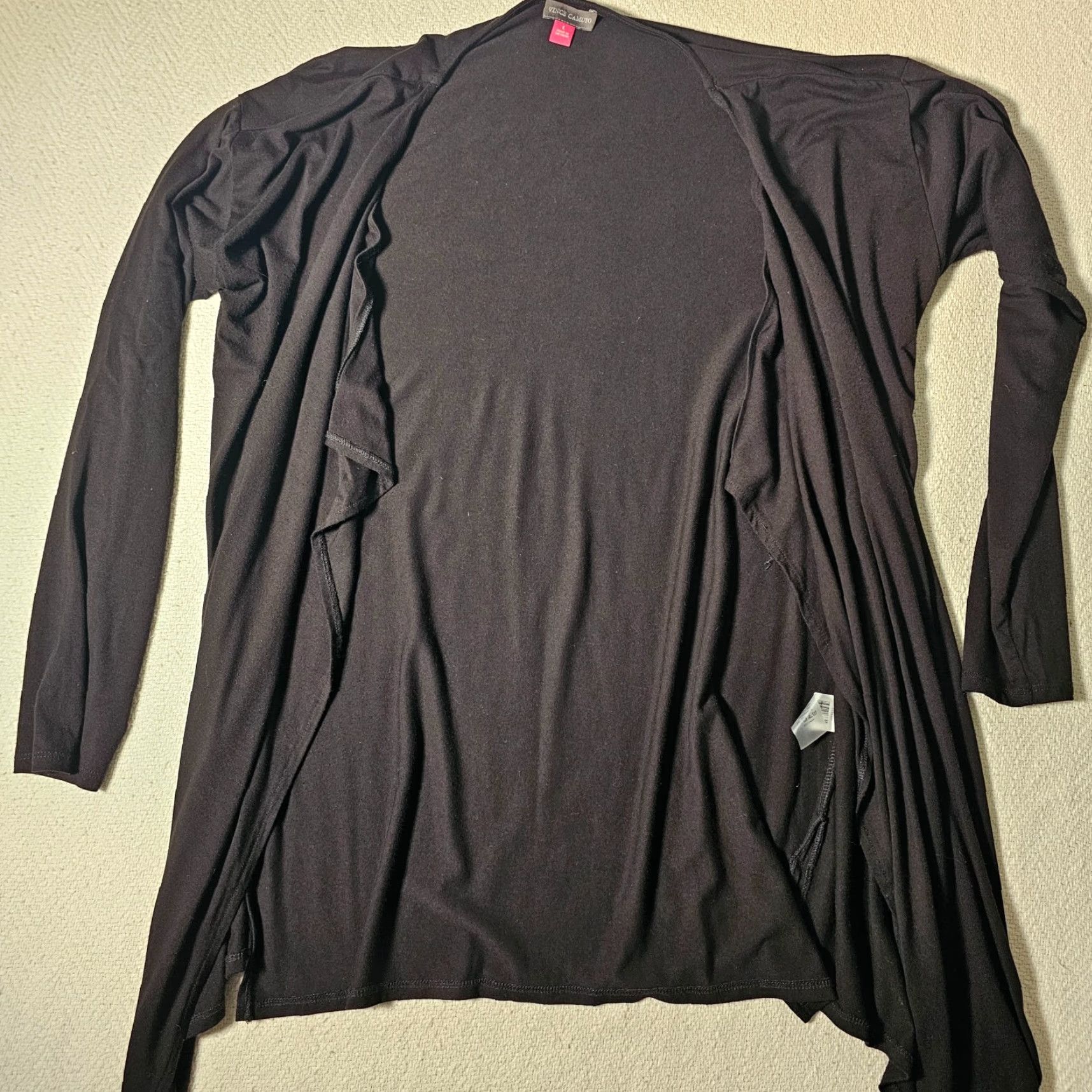 Vince Camuto VINCENT CAMUTO Black Cardigan Sweater Women’s L Open Front Long Sleeve Rayon Knit Size L / US 10 / IT 46 - 5 Thumbnail
