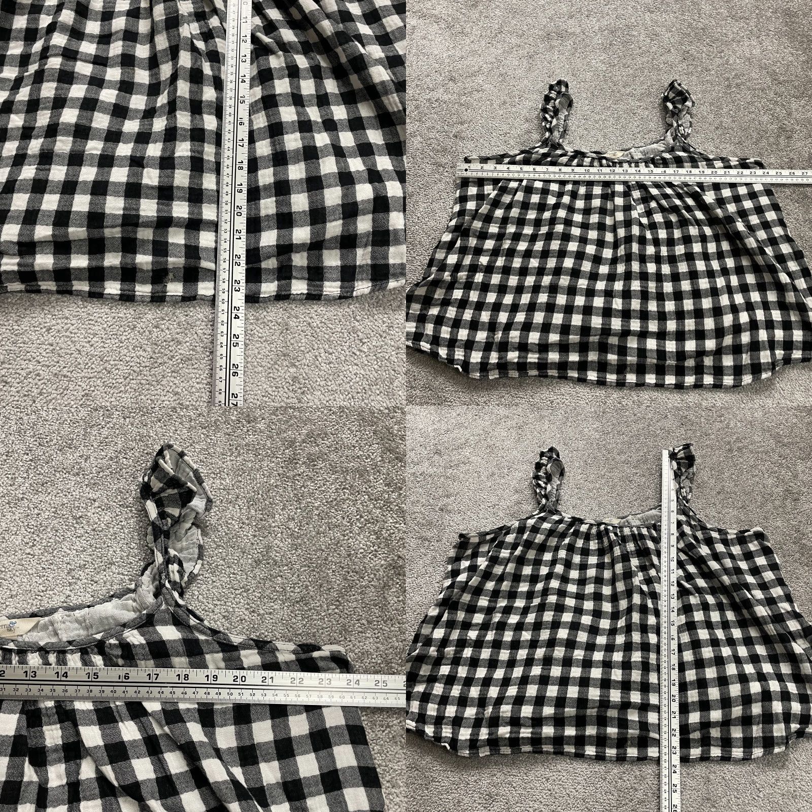 Vintage Terra & Sky Top Women 2XL Black & White Check Cotton Sleeveless Cropped Relaxed Size XXL / US 16-18 / IT 52-54 - 8 Thumbnail