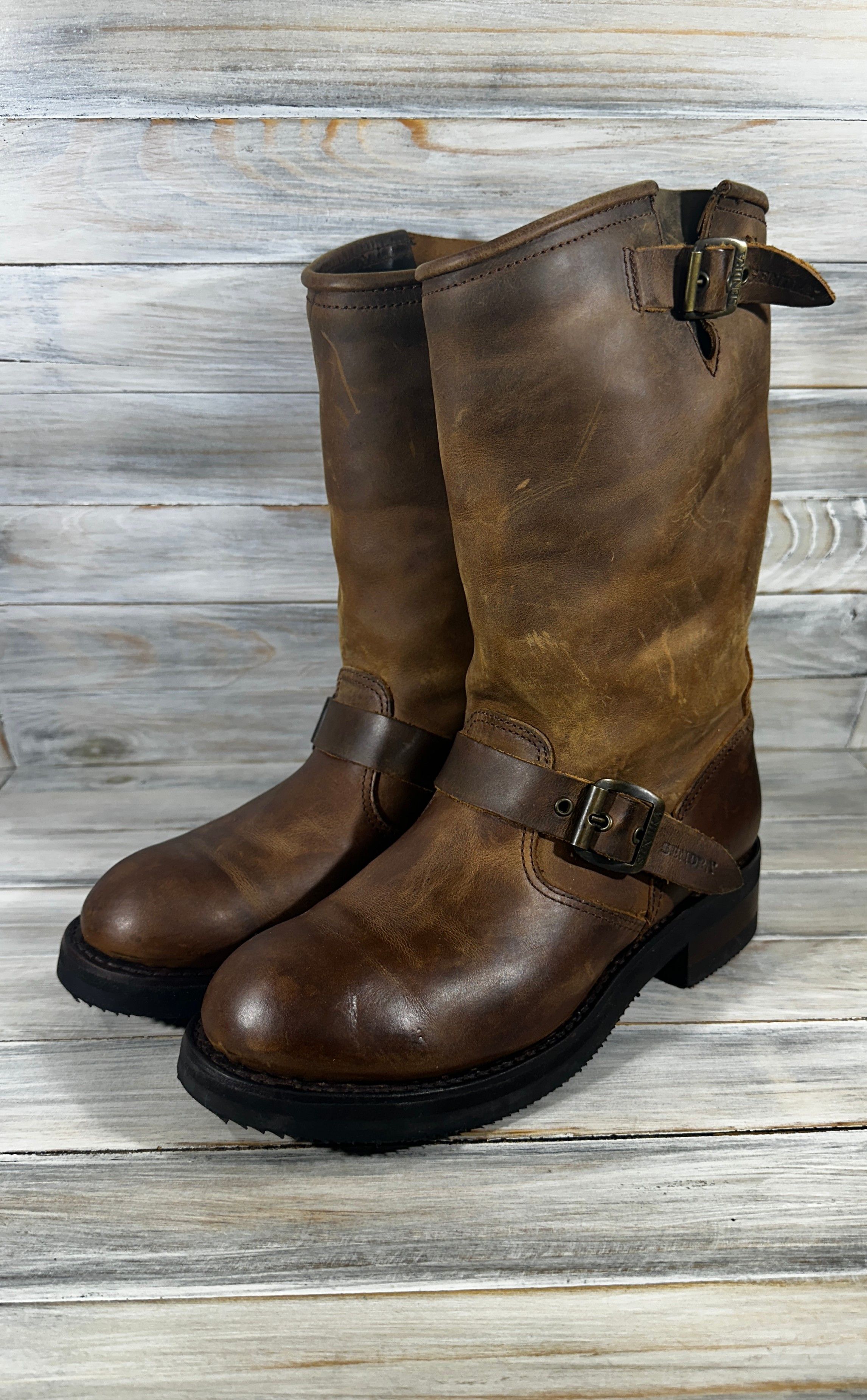 Leather × Sendra Sendra Boat Cowboy Leather Boots Western Biker Motorcycle Size US 8.5 / IT 38.5 - 6 Thumbnail