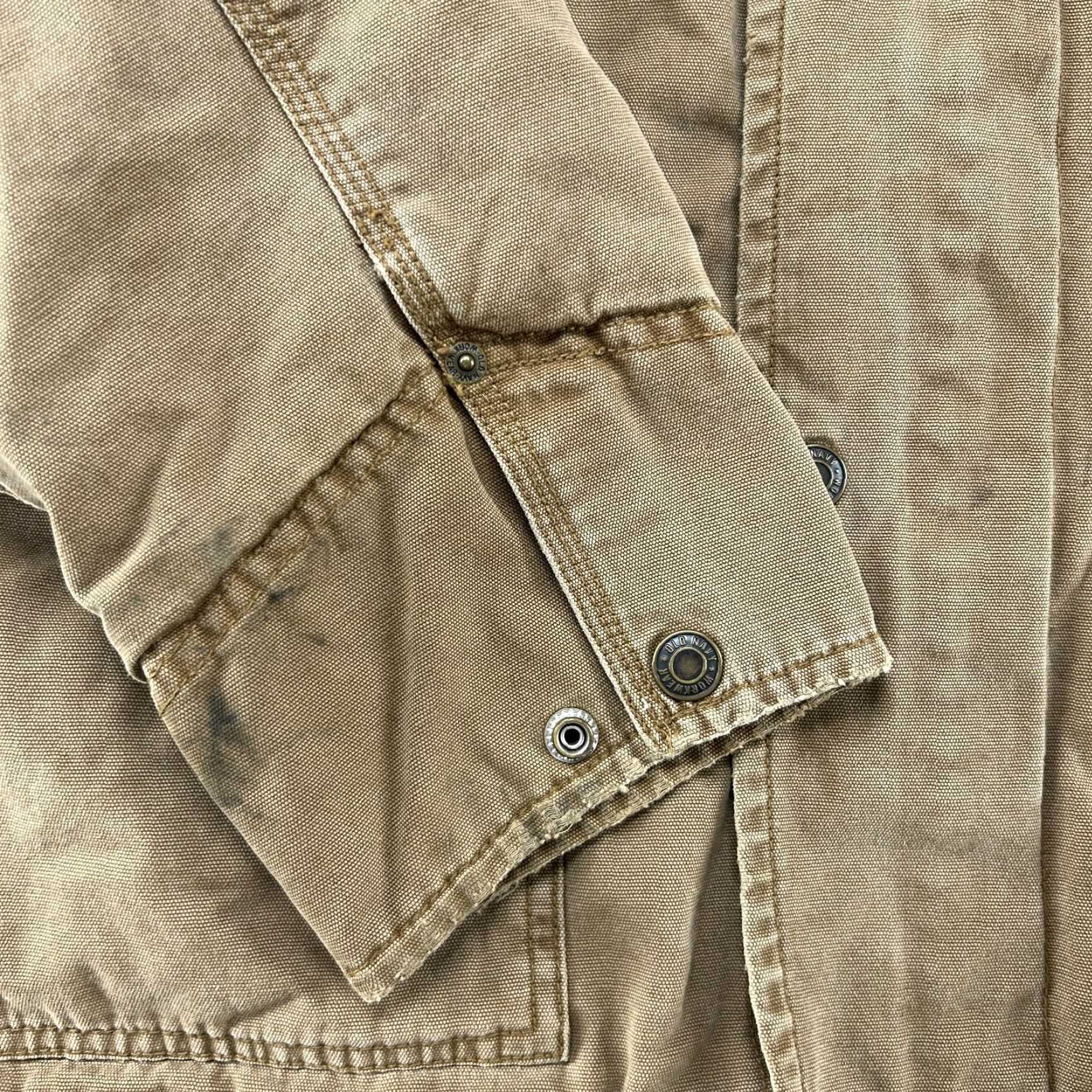 Old Navy VINTAGE Old Navy Jacket Mens L Brown Canvas Chore Barn Fleece Lined Workwear 90s Army Mens Size US L / EU 52-54 / 3 - 5 Thumbnail