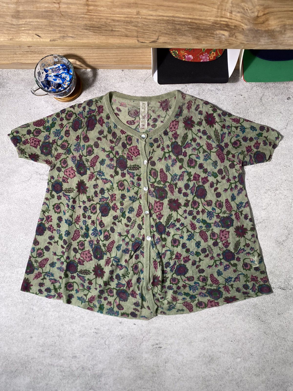 Japanese Brand Vtg Knit Japanese Brand Full Flowers Size ONE SIZE - 1 Thumbnail