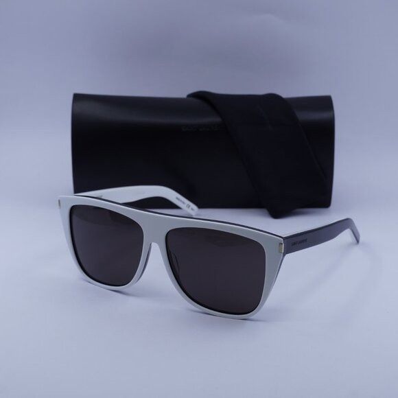 Saint Laurent Paris Saint Laurent SL1 020 Sunglasses White/Black Square Frame Size ONE SIZE - 11 Thumbnail