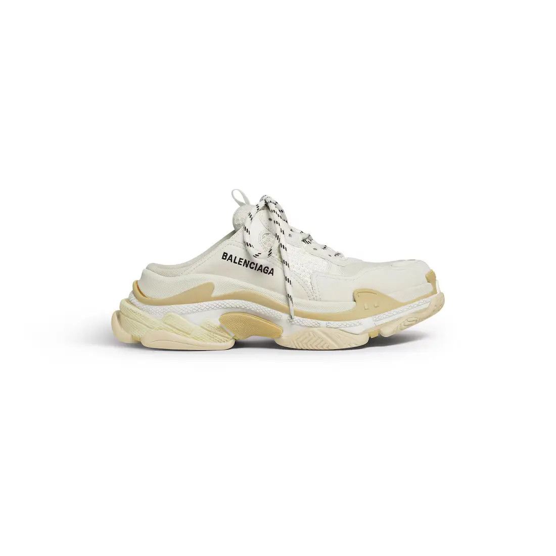 o1w1db10625 Triple S Mules in White/Beige
