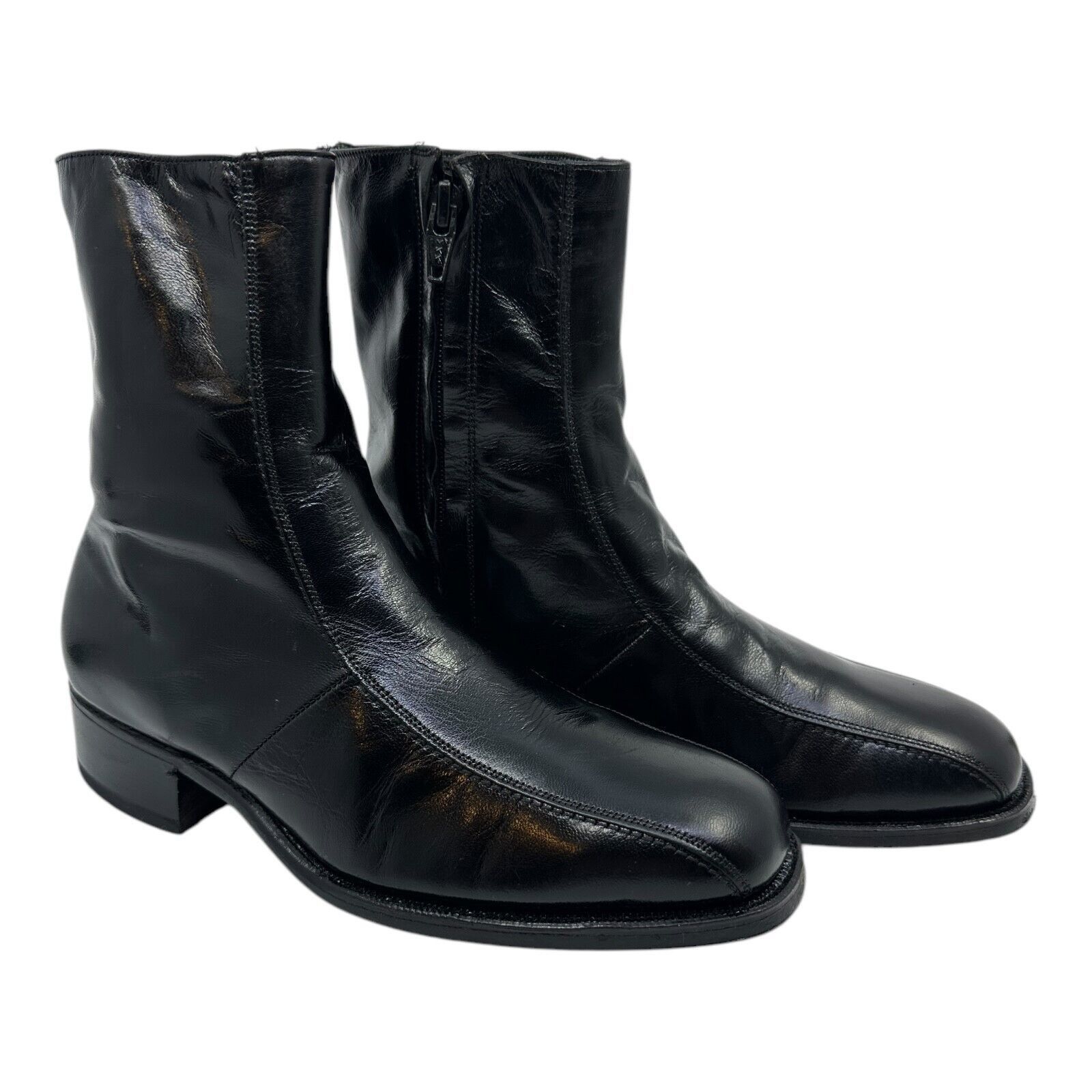 Florsheim Florsheim Mens Black Leather Round Toe Side Zip Size 5.5 D Size US 5.5 / EU 38 - 1 Thumbnail