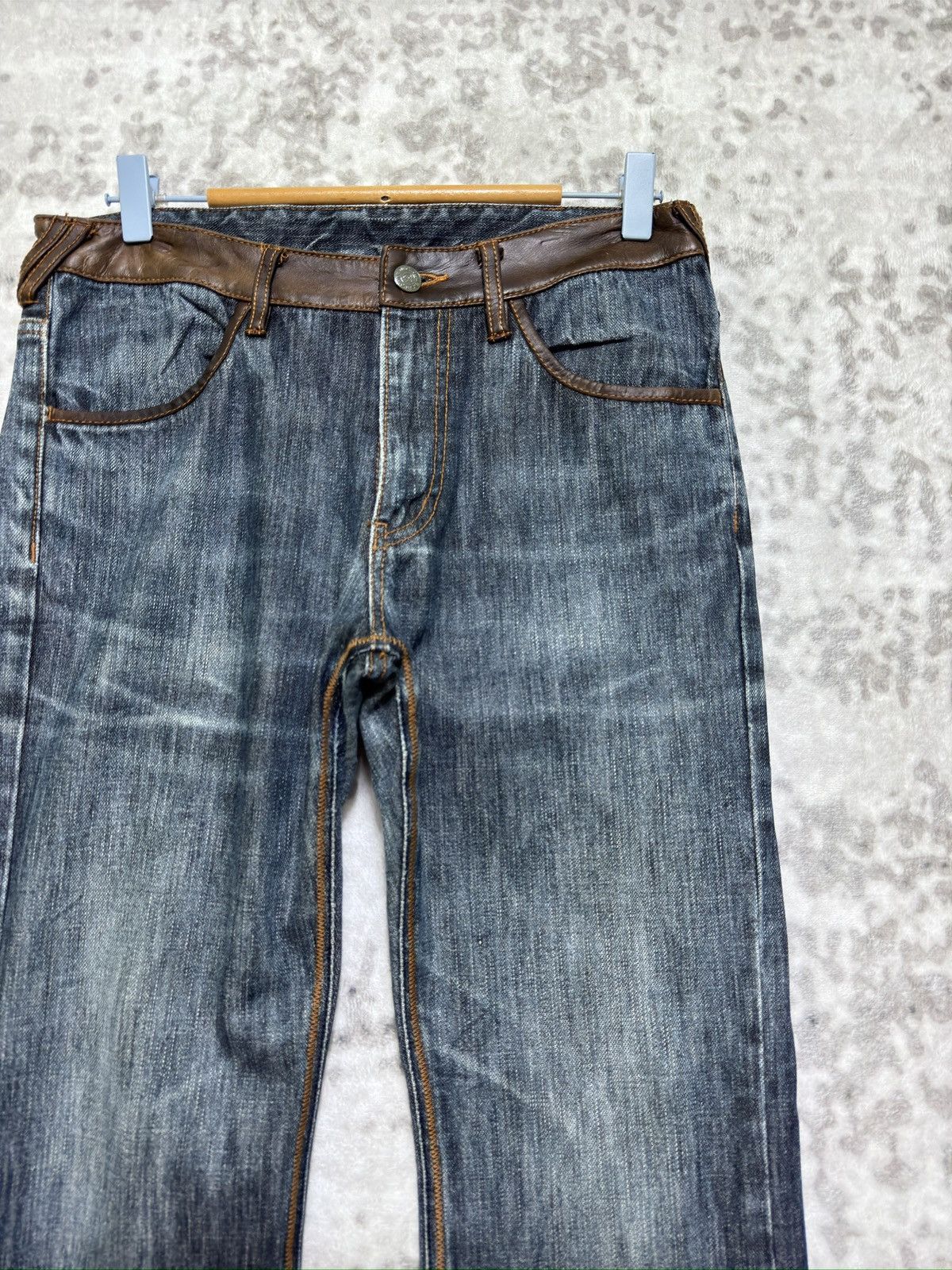 Hysteric Glamour Vintage Y2k Men’s Bigi Blue Denim Jeans Leather Waist Detail Size US 30 / EU 46 - 5 Thumbnail