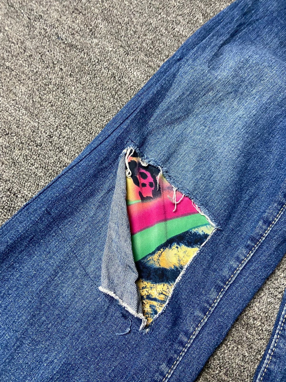 Japanese Brand Chou Chou Angelina Wide Leg Denim Jeans with Patches (165) Size 24" / US 00 / IT 34 - 12 Thumbnail