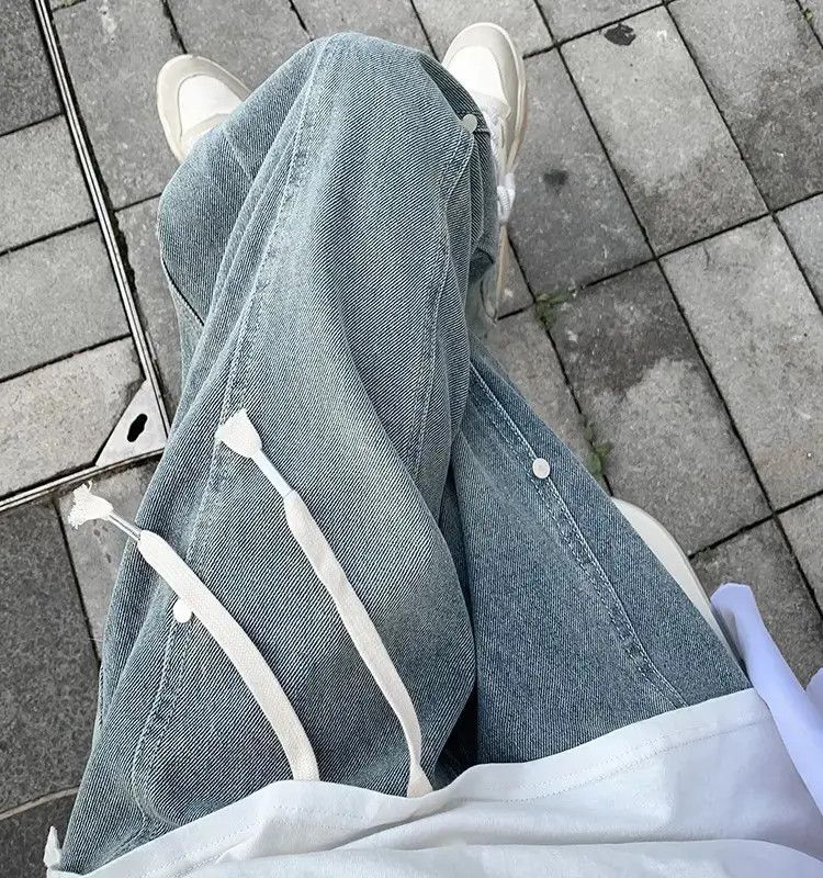 Japanese Brand Straight and versatile patchwork drawstring jeans Size US 32 / EU 48 - 6 Thumbnail
