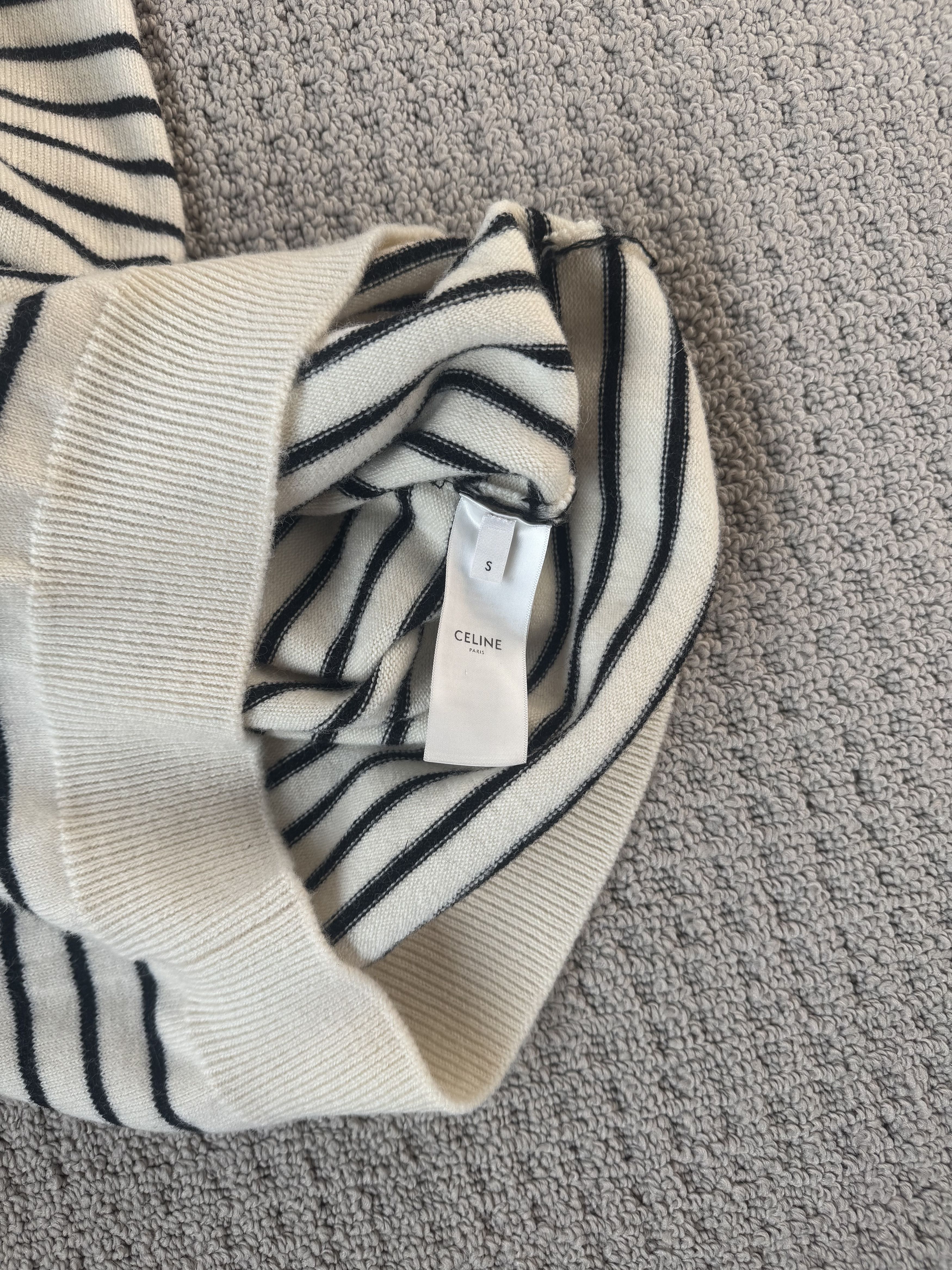 Celine FW19 Cream/Black Turtleneck Sweater Size US S / EU 44-46 / 1 - 4 Thumbnail
